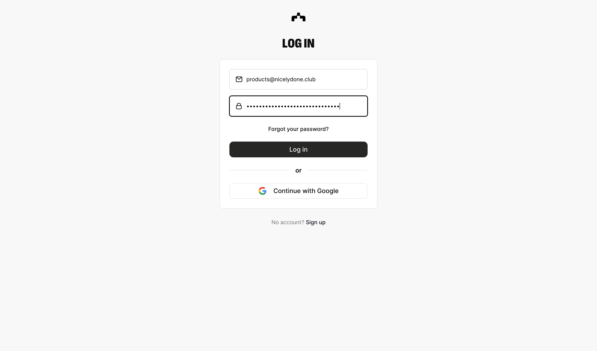 The org - Log in | The Org screen