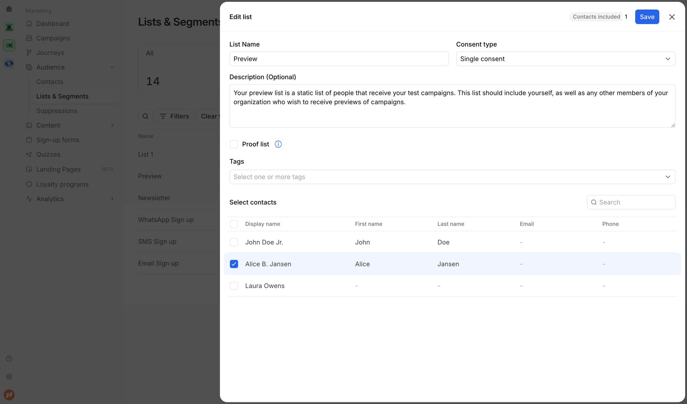 Bird - Lists & Segments | Bird screen