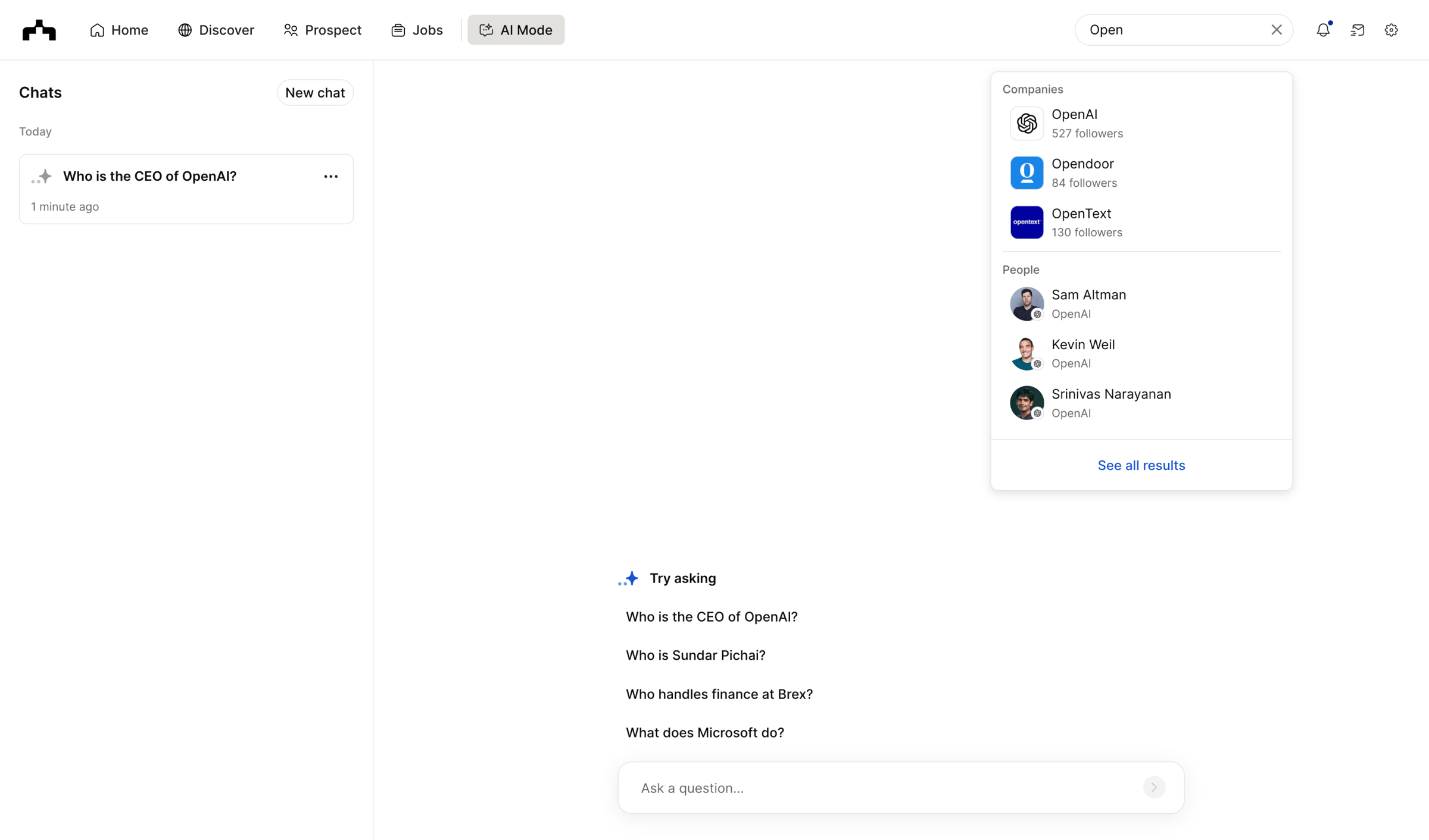 The org - Chats | The Org screen