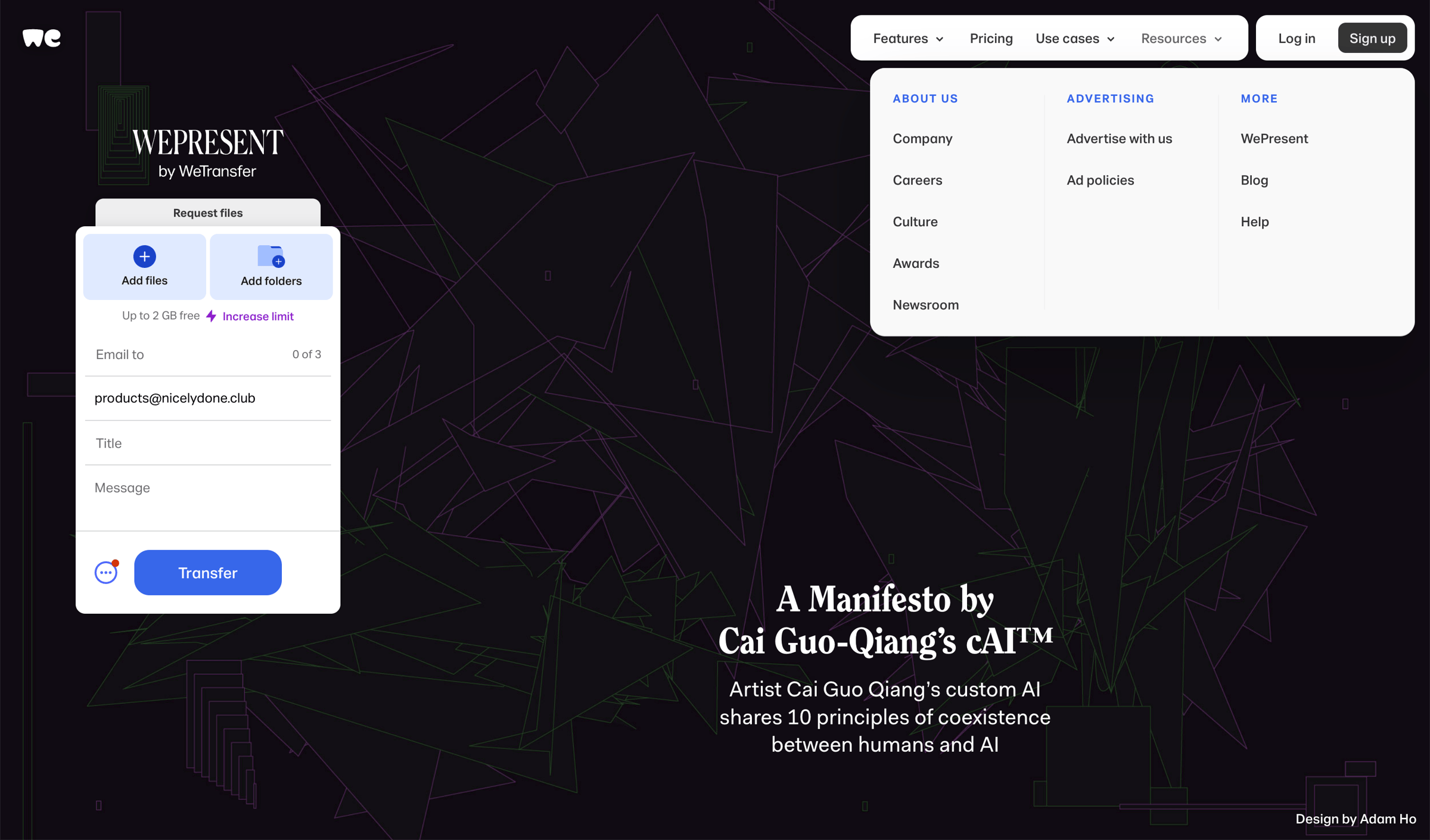 WeTransfer - WeTransfer | Send Large Files Fast screen