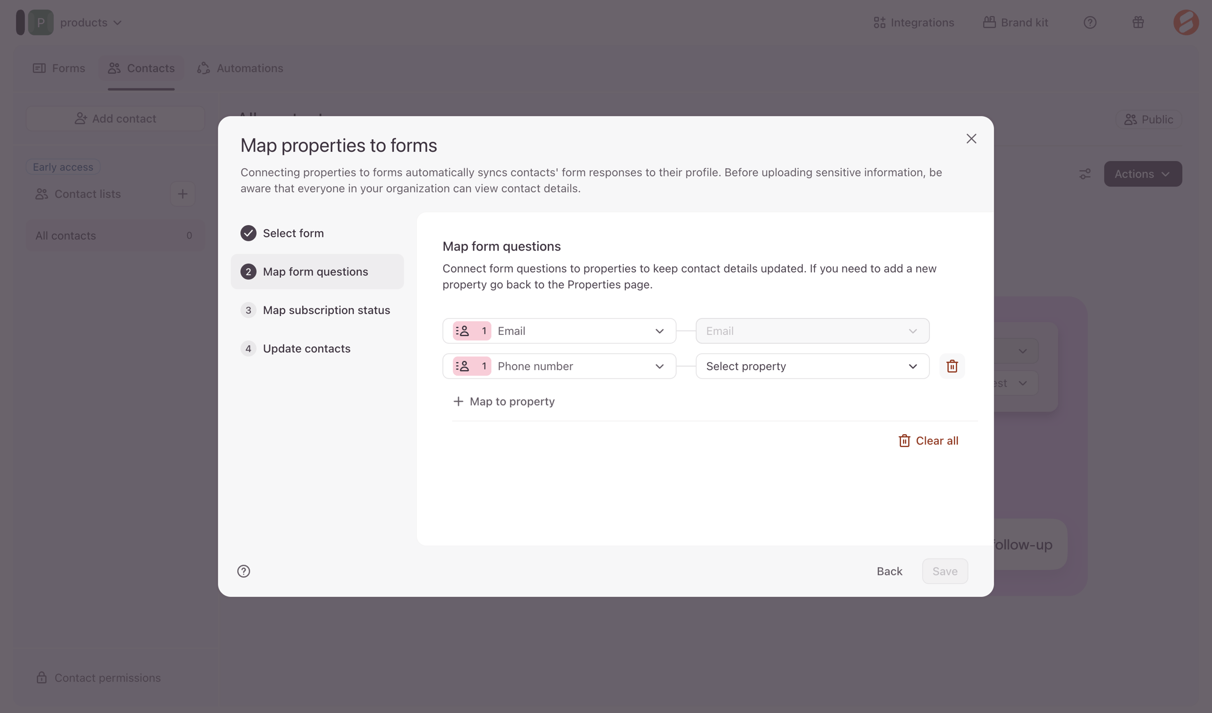 Typeform - Typeform - Contacts screen