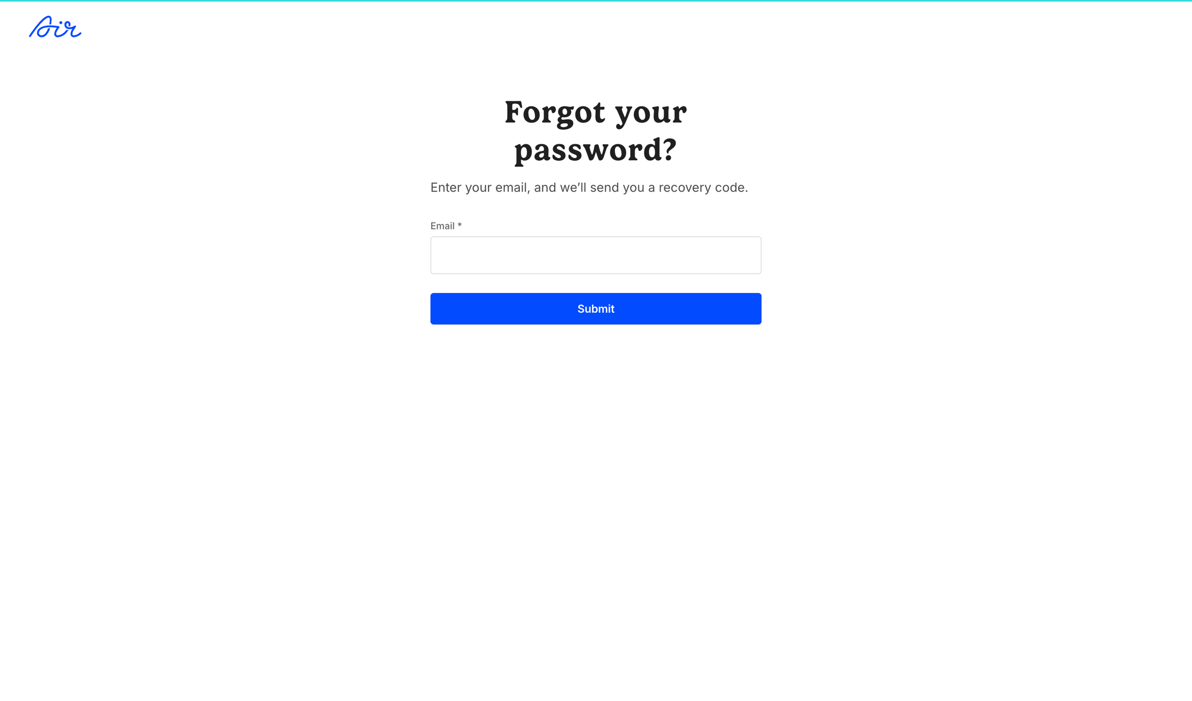 Air - Forgot password / Air screen
