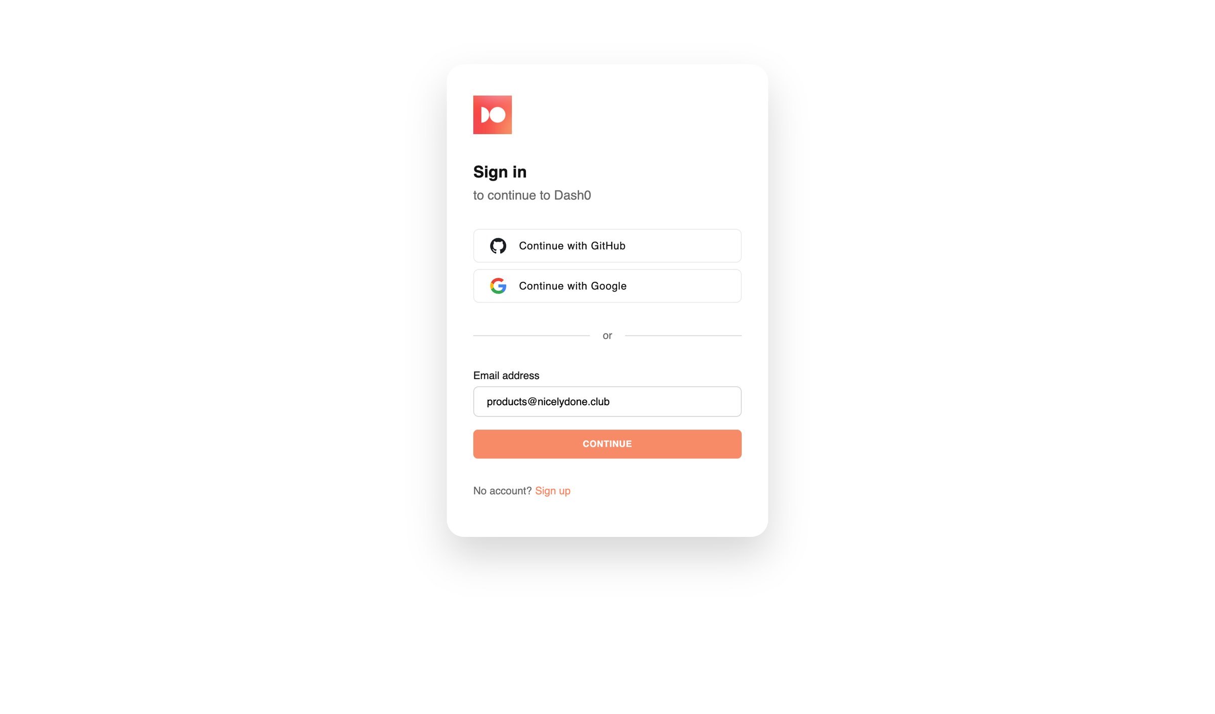 Dash0 - My account | Dash0 screen