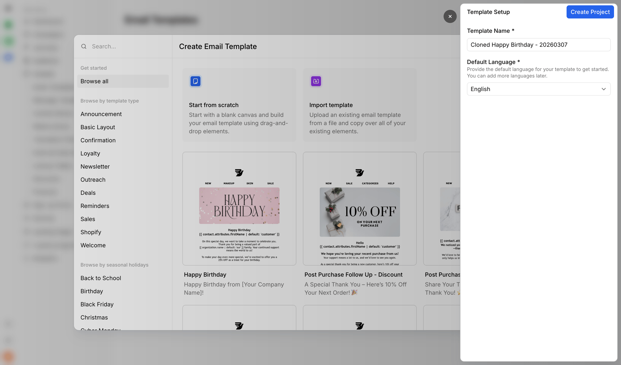 Bird - Email Templates | Bird screen