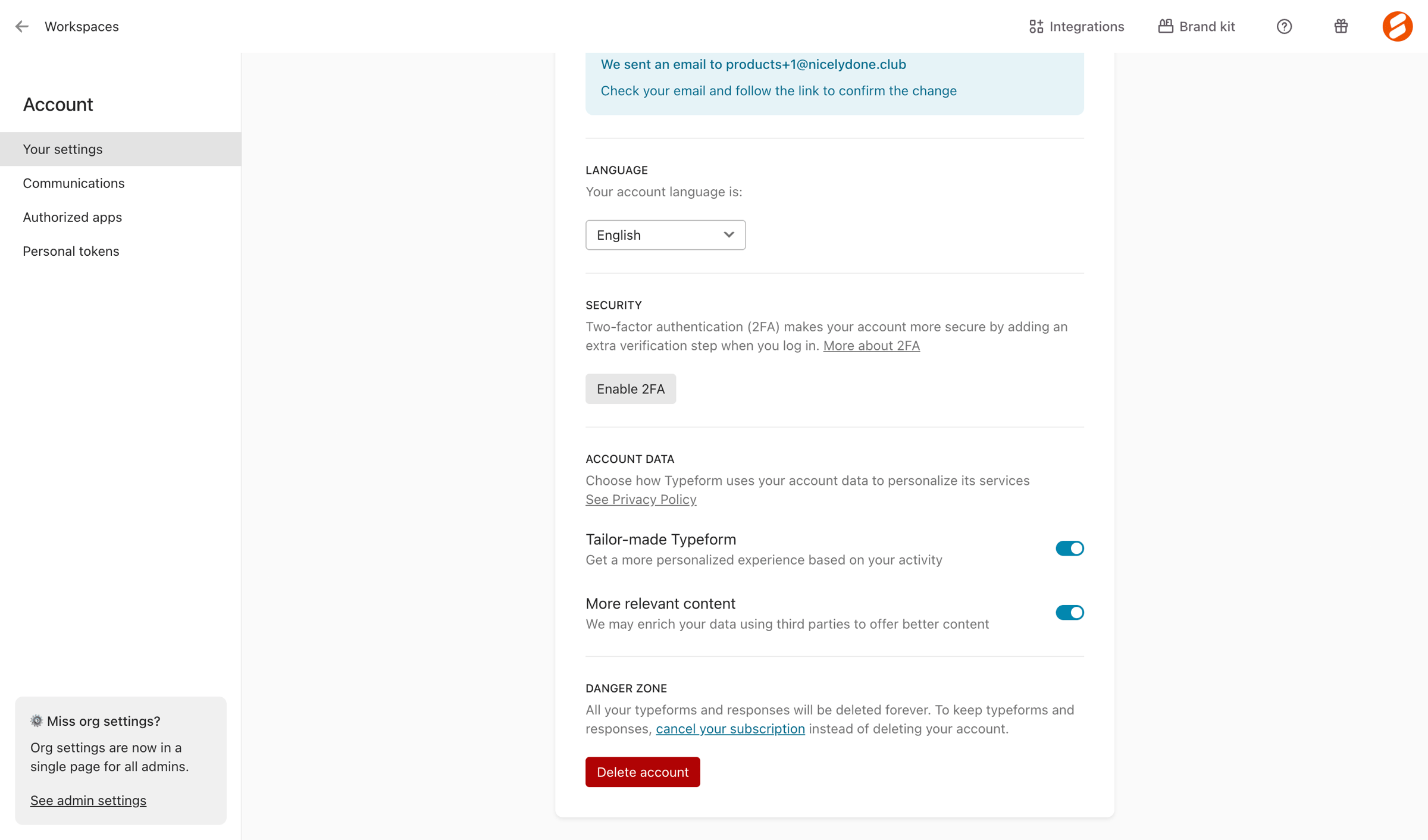 Typeform - Account from Typeform