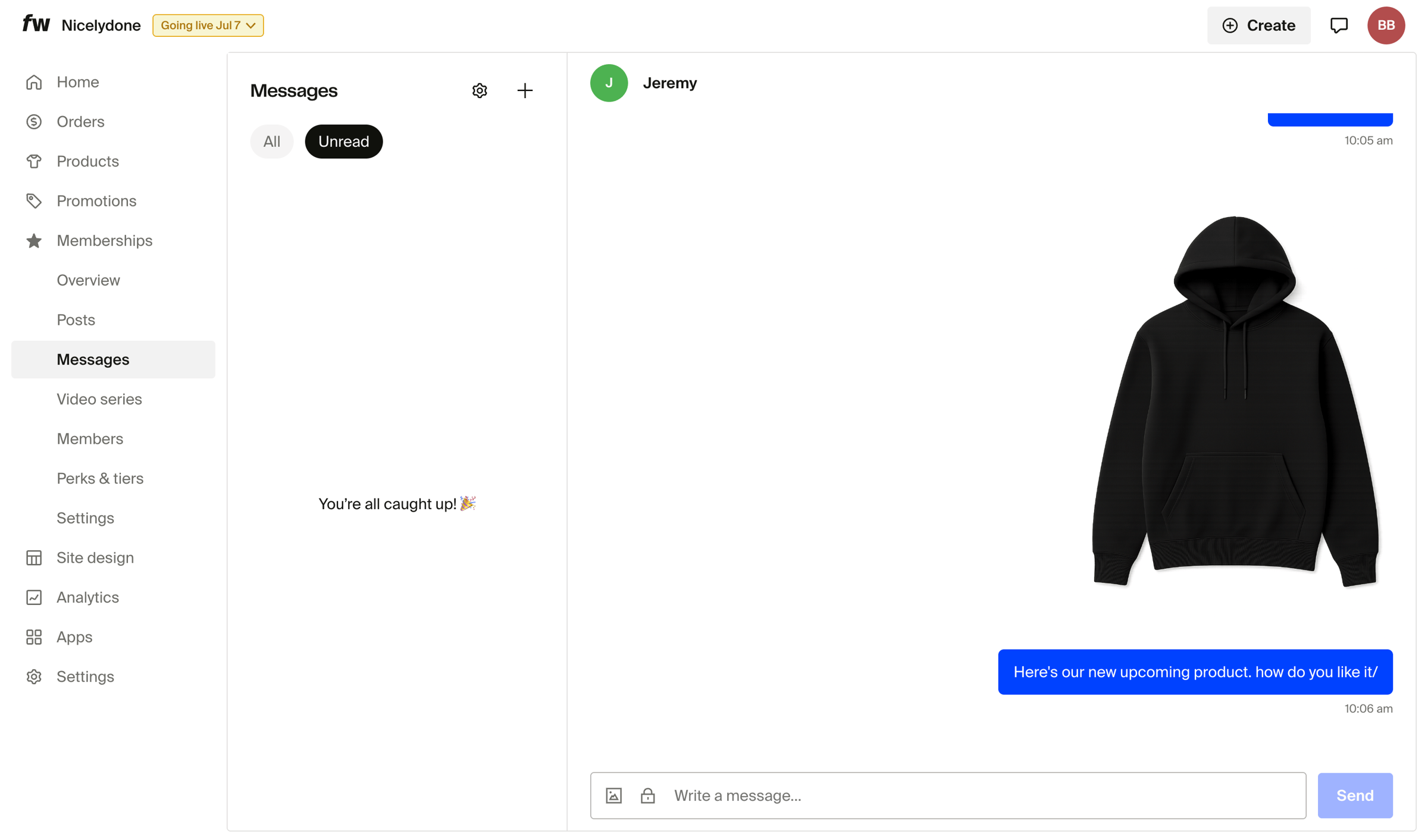Fourthwall - Dashboard screen