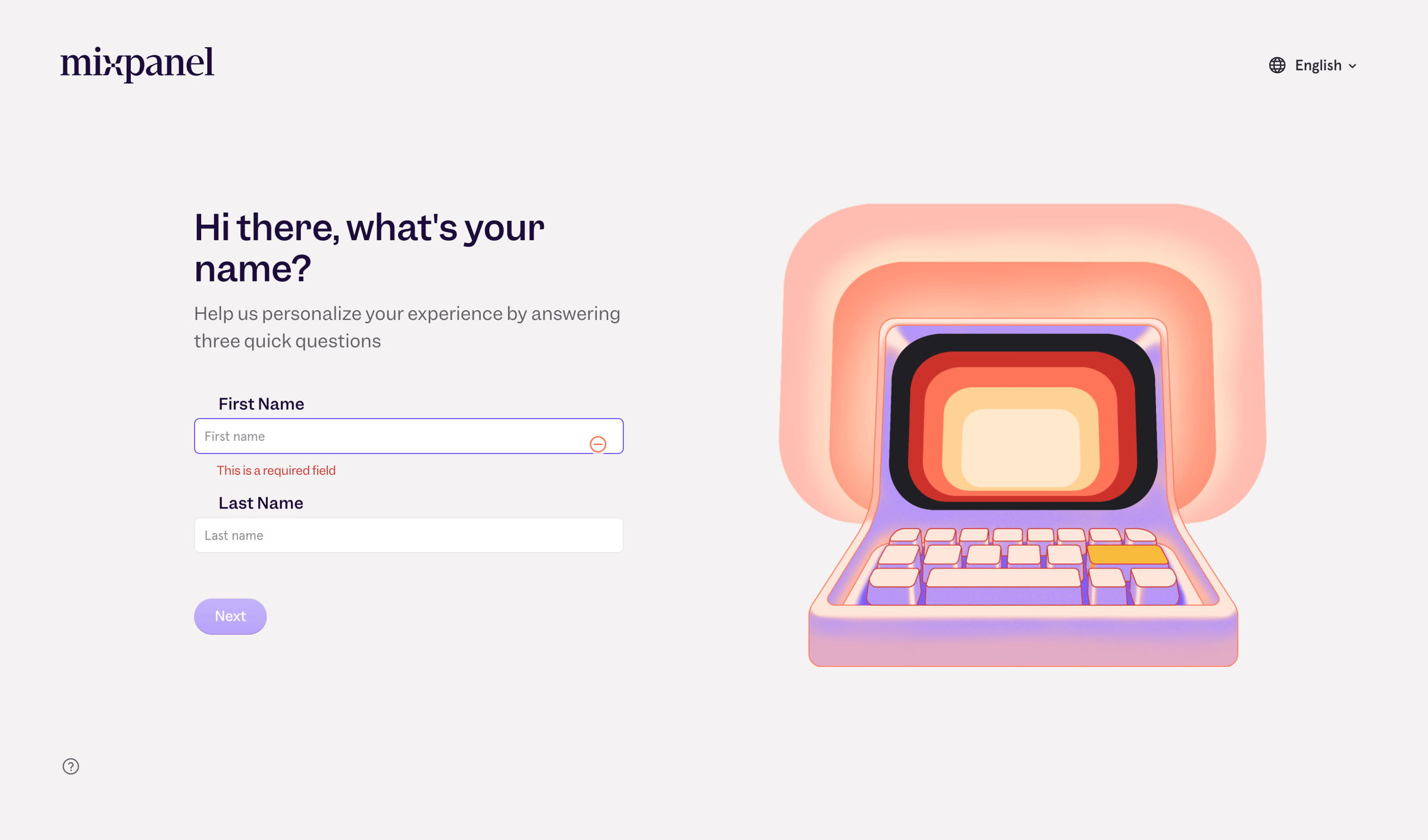 Mixpanel - Onboarding - Mixpanel | Product Analytics screen