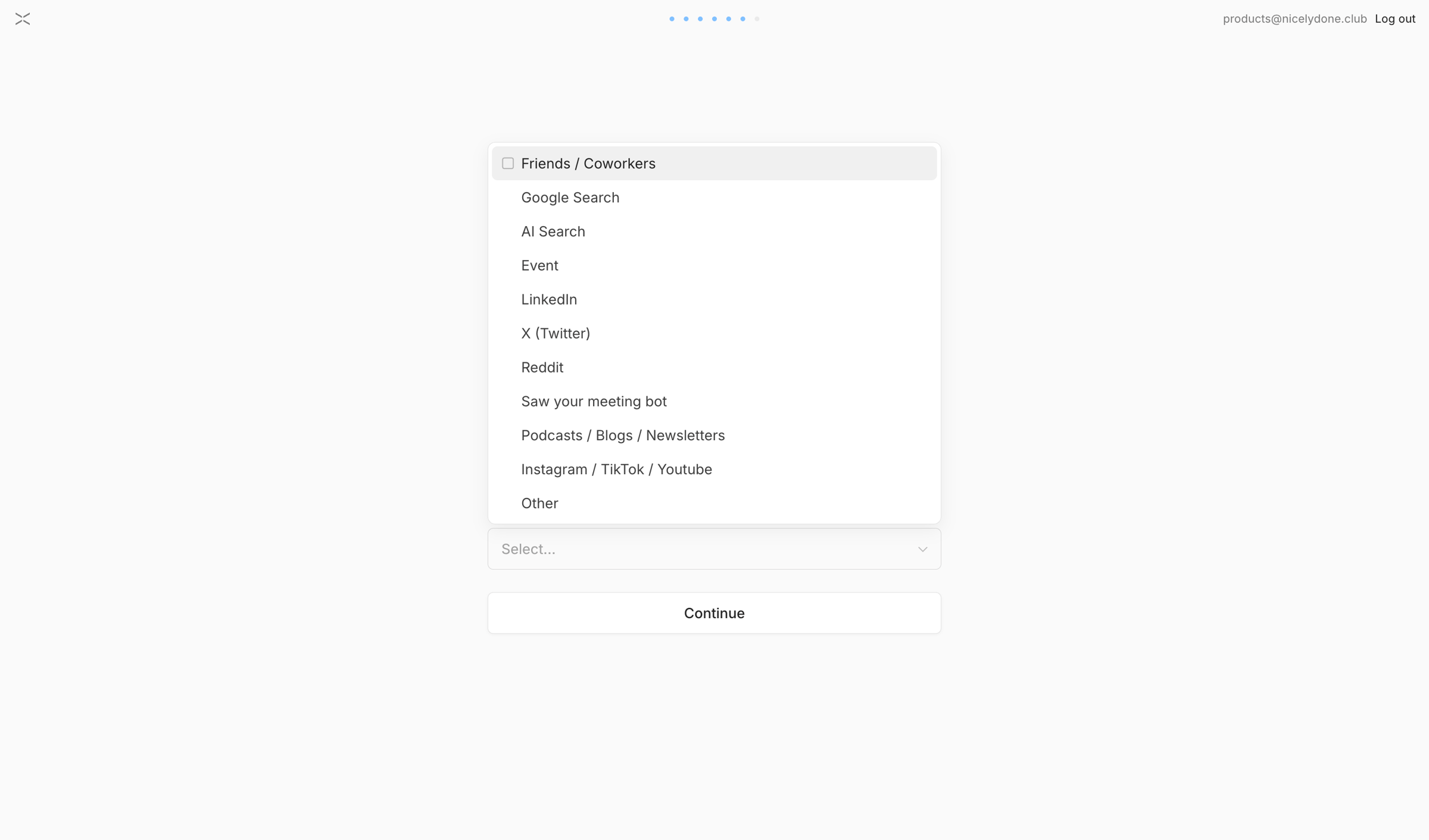 Lightfield - Lightfield - Tell Us About Your Work screen