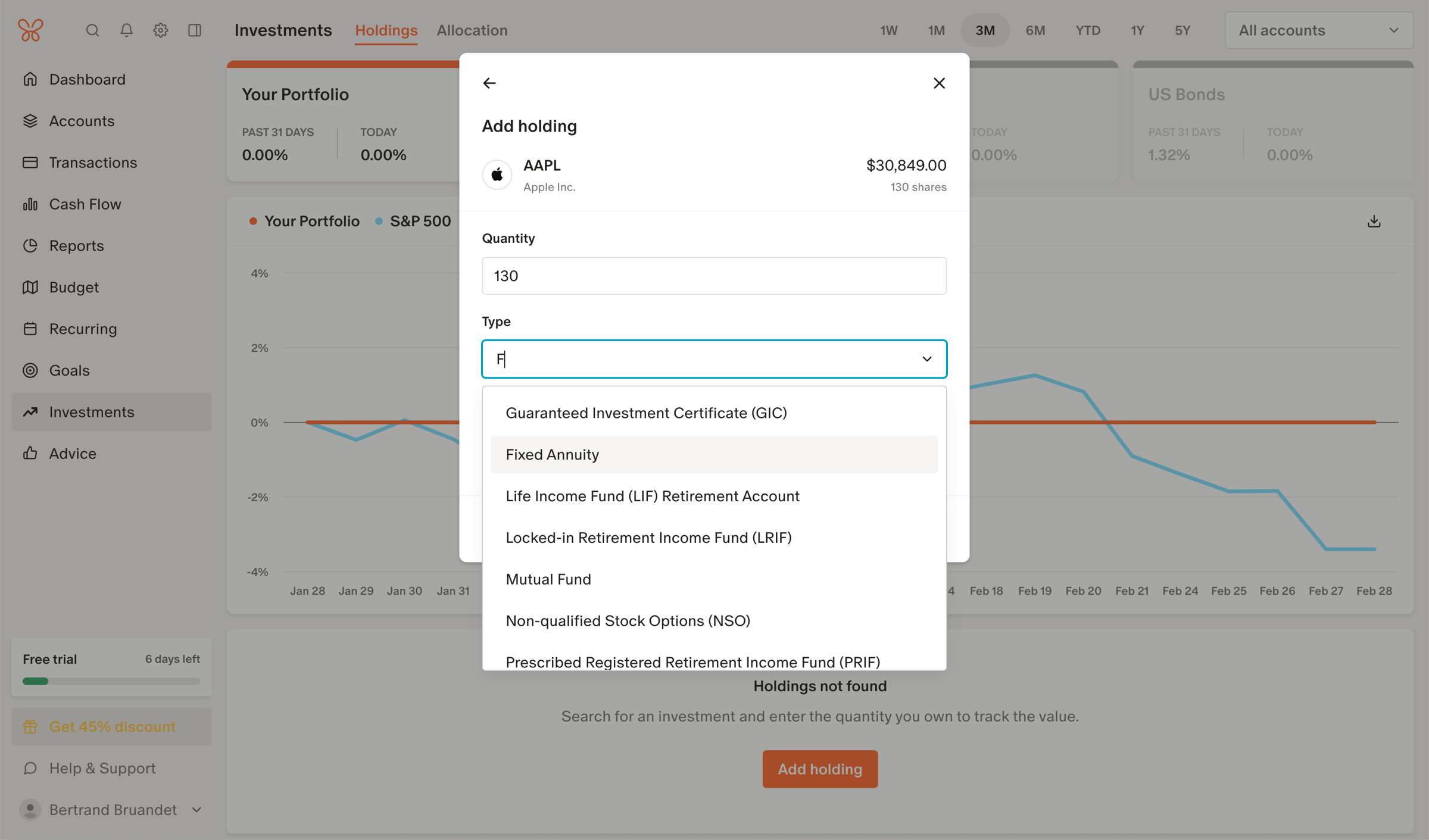 Monarch - Monarch | Investment Holdings screen