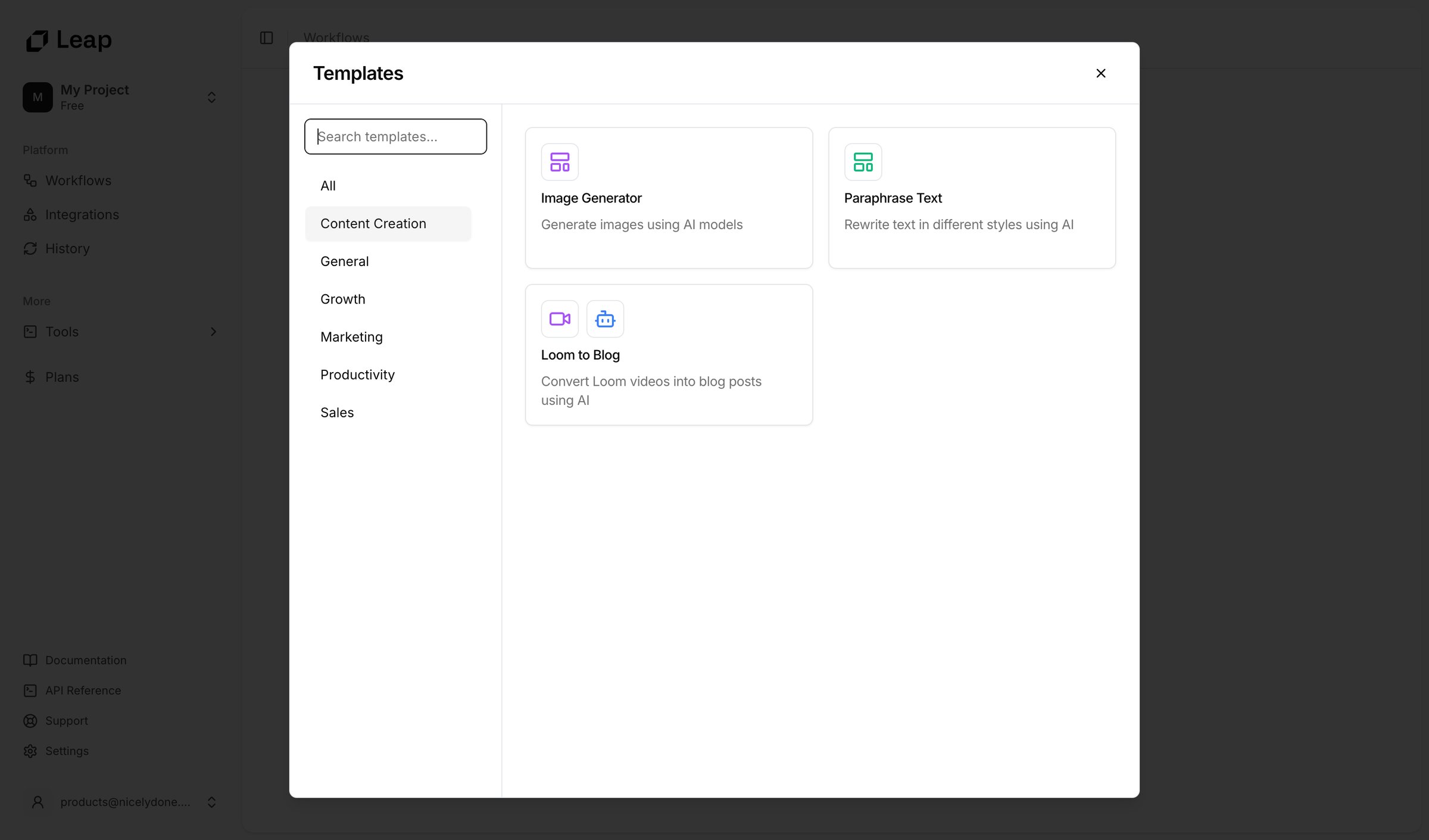 Leap - Leap AI | Automate any workflow with AI screen