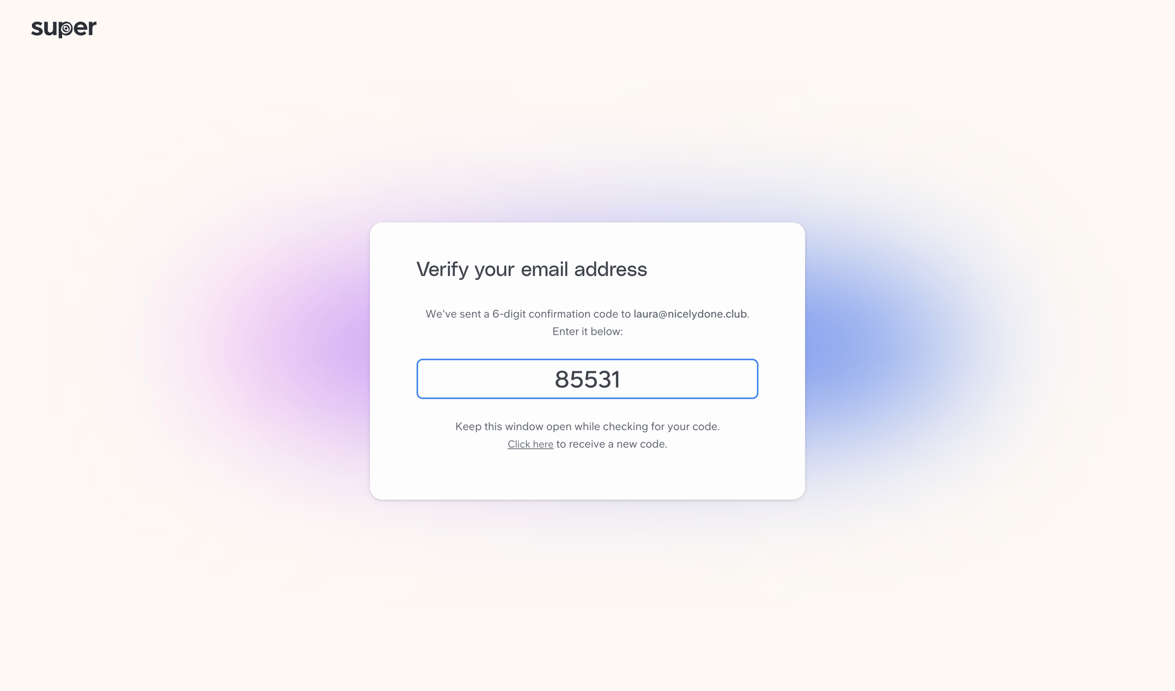 Super - Get started | Super screen