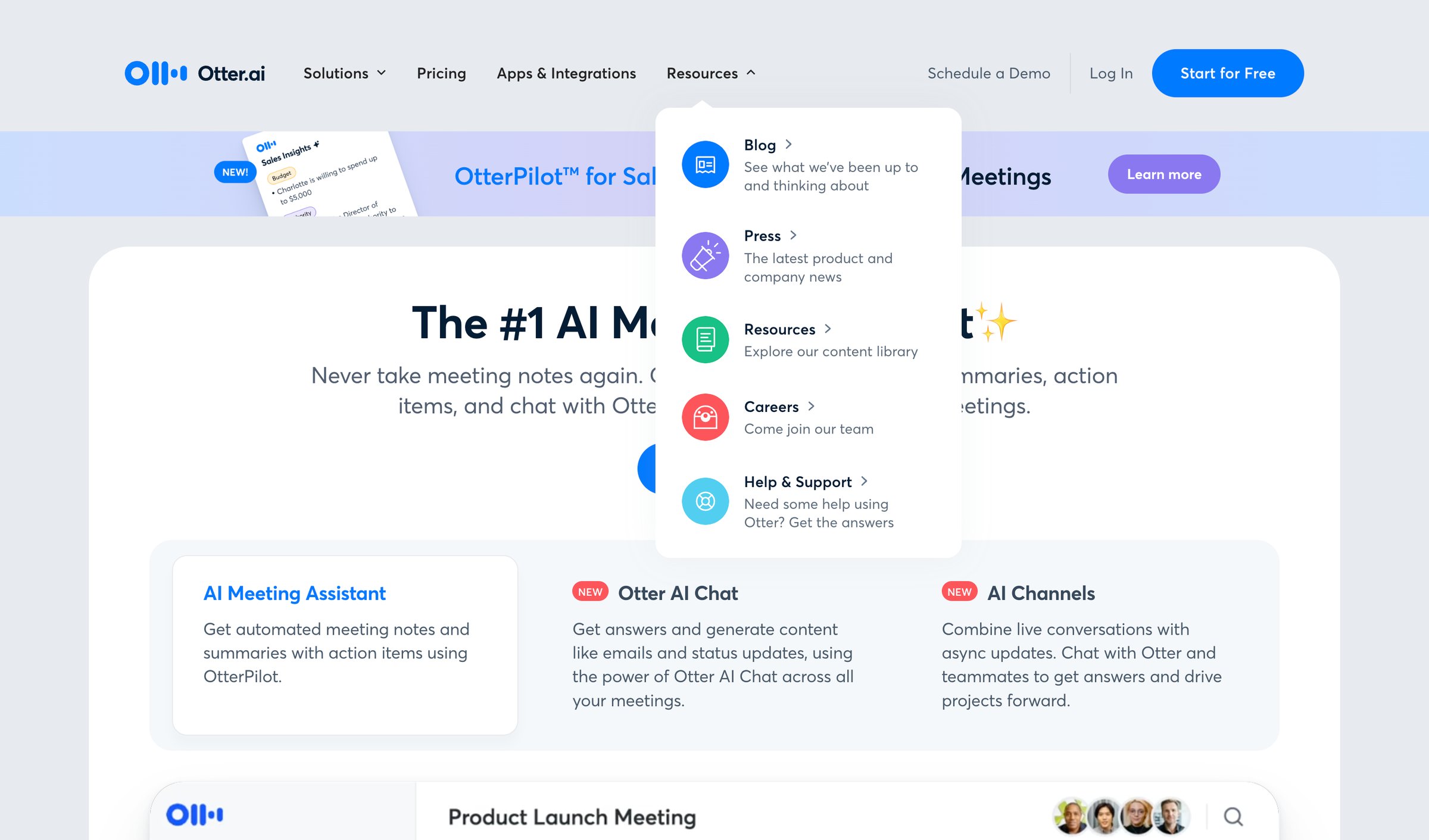 Otter - Otter.ai - AI Meeting Note Taker | Real-time AI Transcription screen