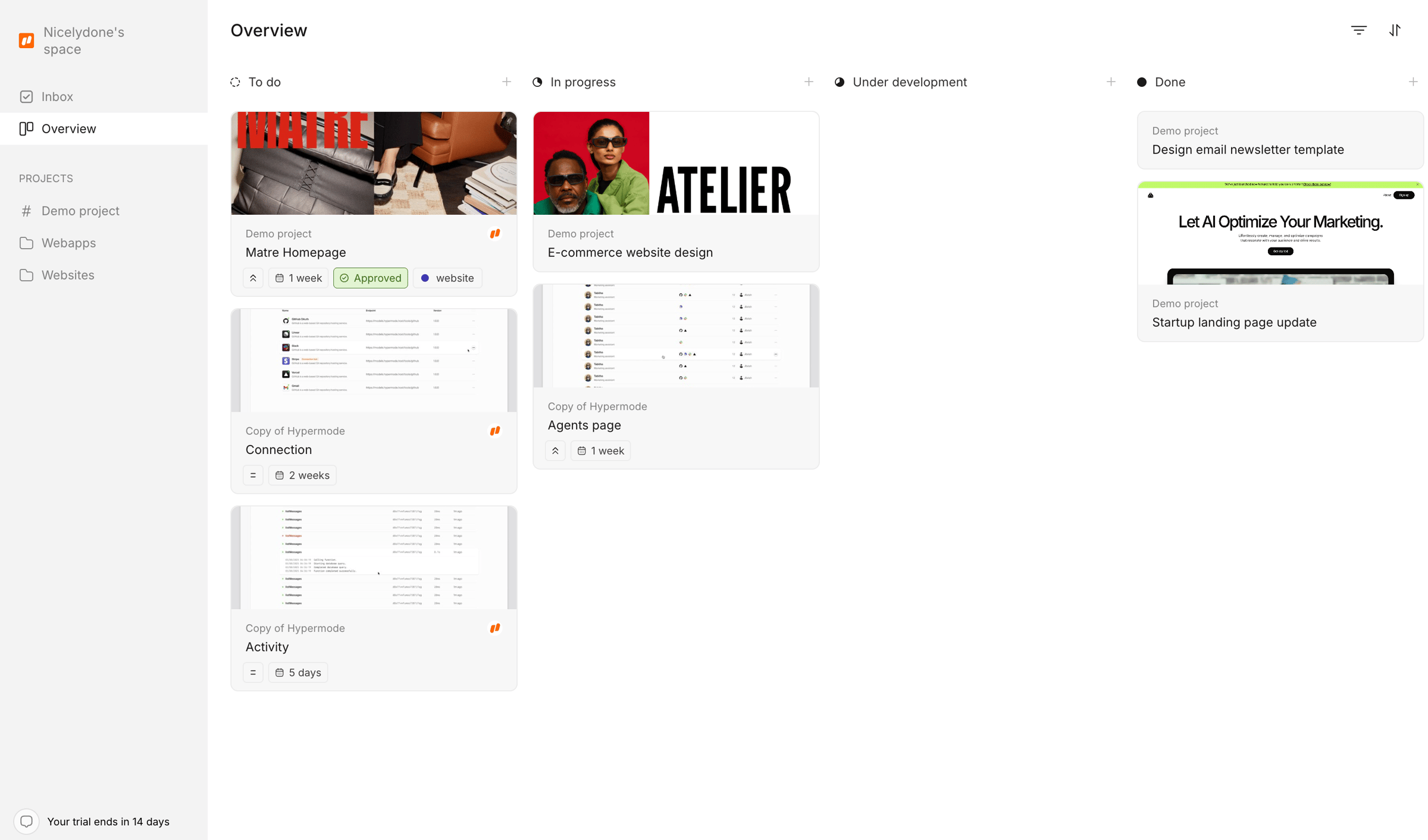 Workflow screen