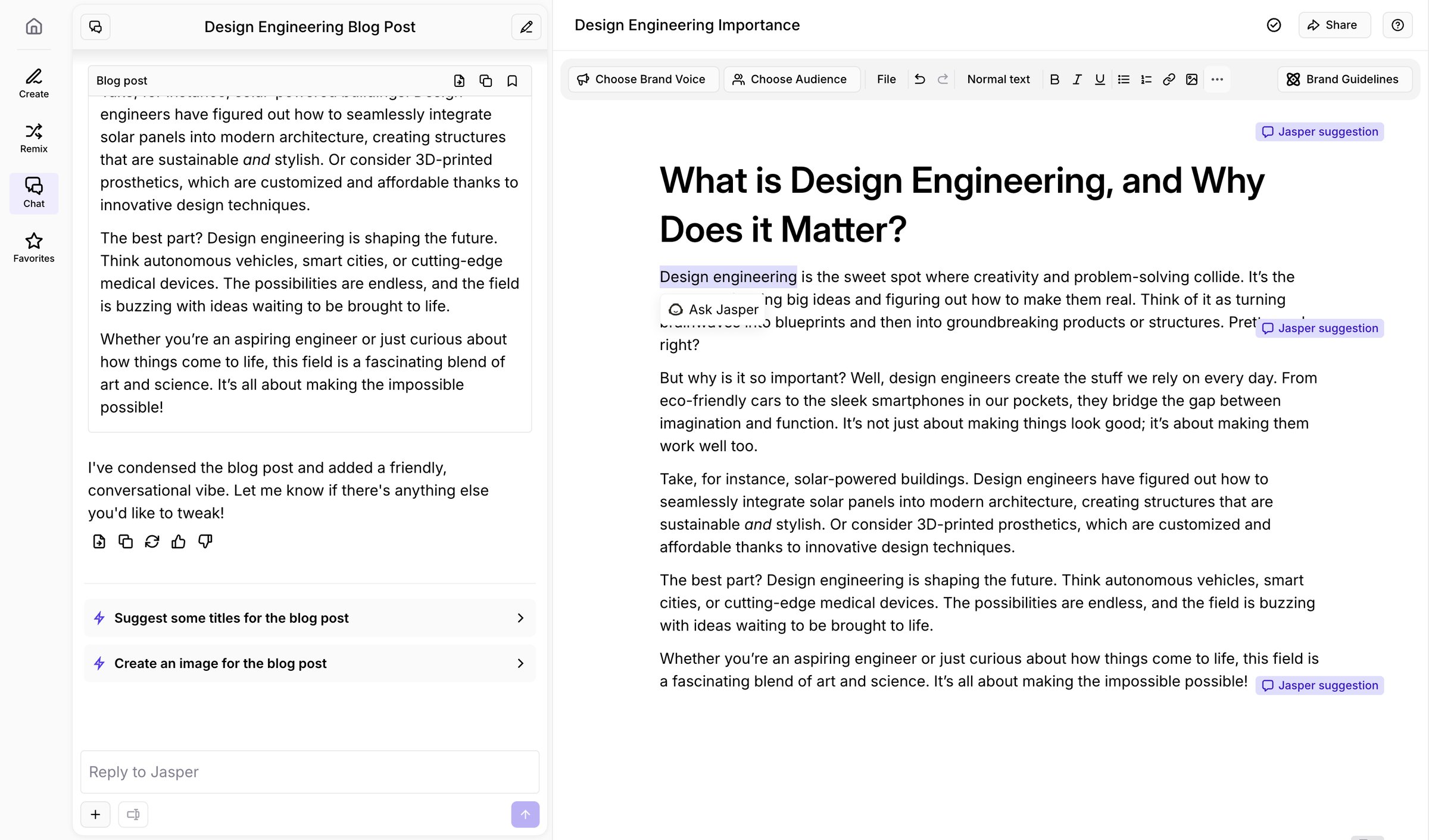 Jasper - Design Engineering Importance - Jasper screen