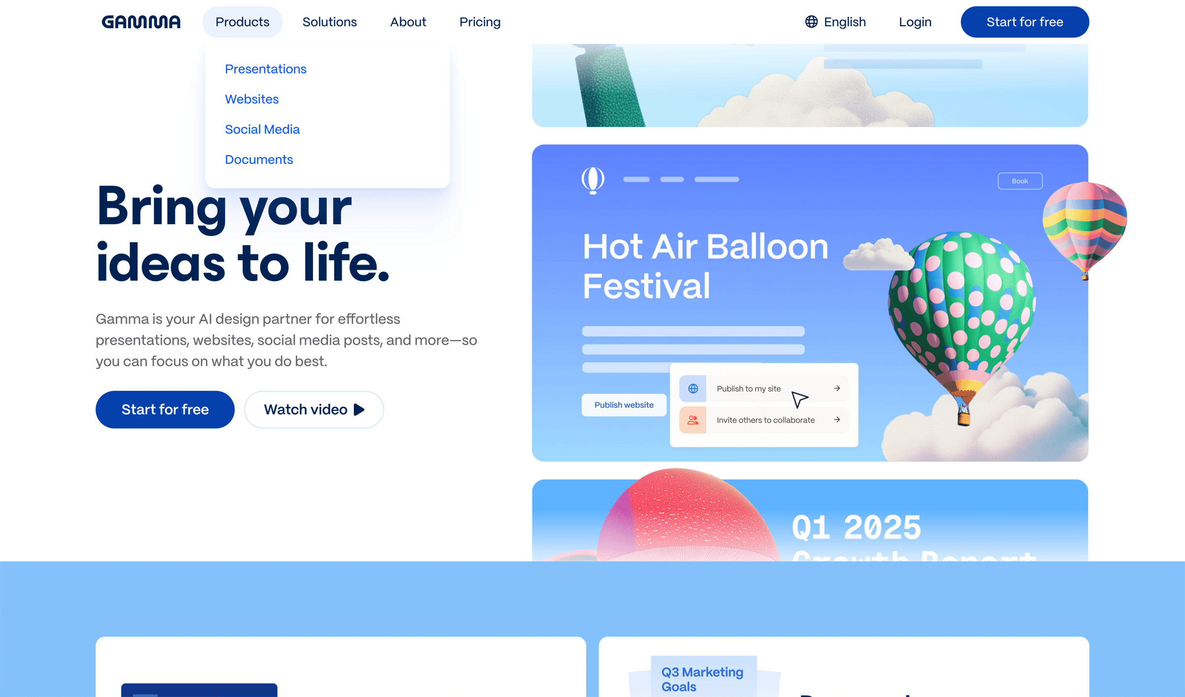 Gamma - Instant Presentations, Websites, and More with AI | Gamma screen