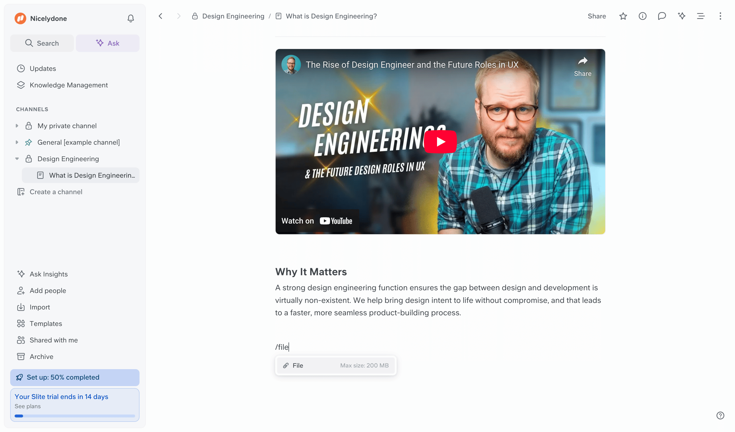 Slite - What is Design Engineering? screen