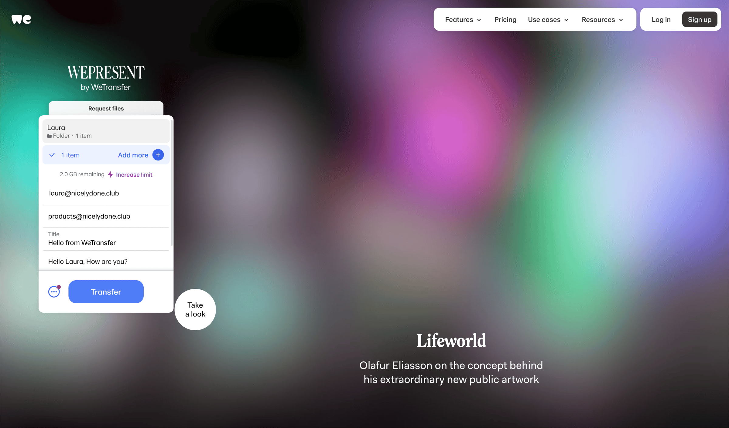 WeTransfer - WeTransfer | Send Large Files Fast screen