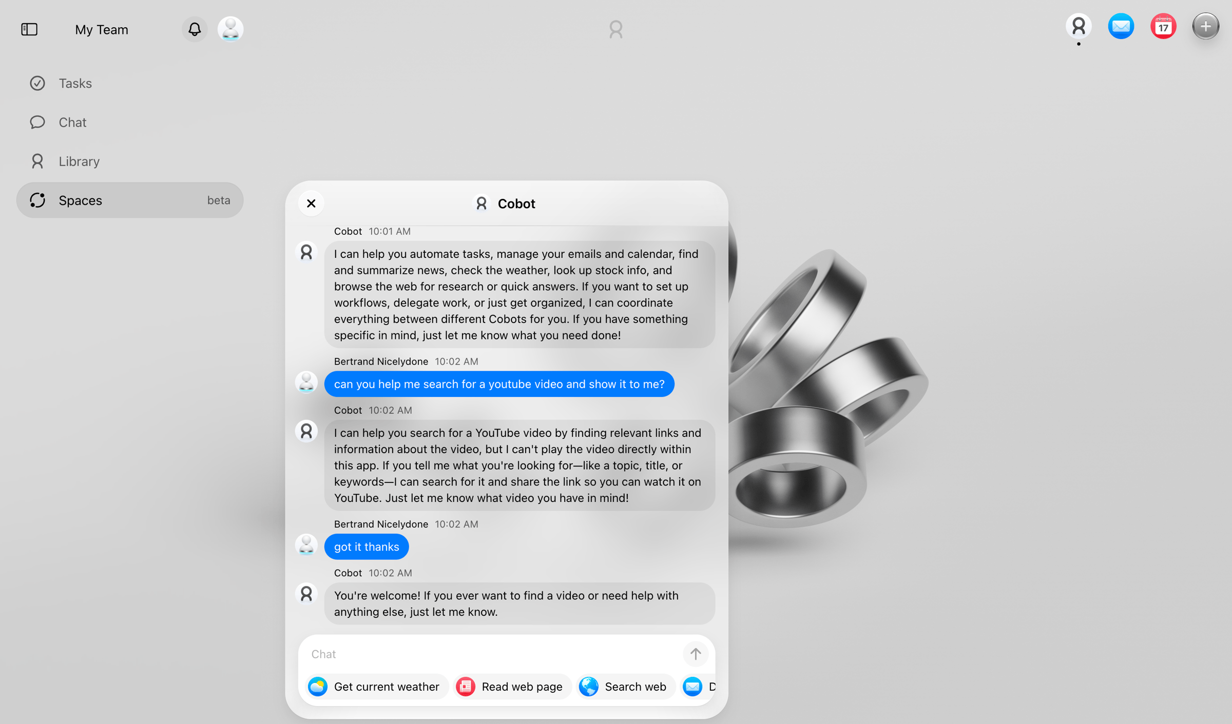 Cobot screen