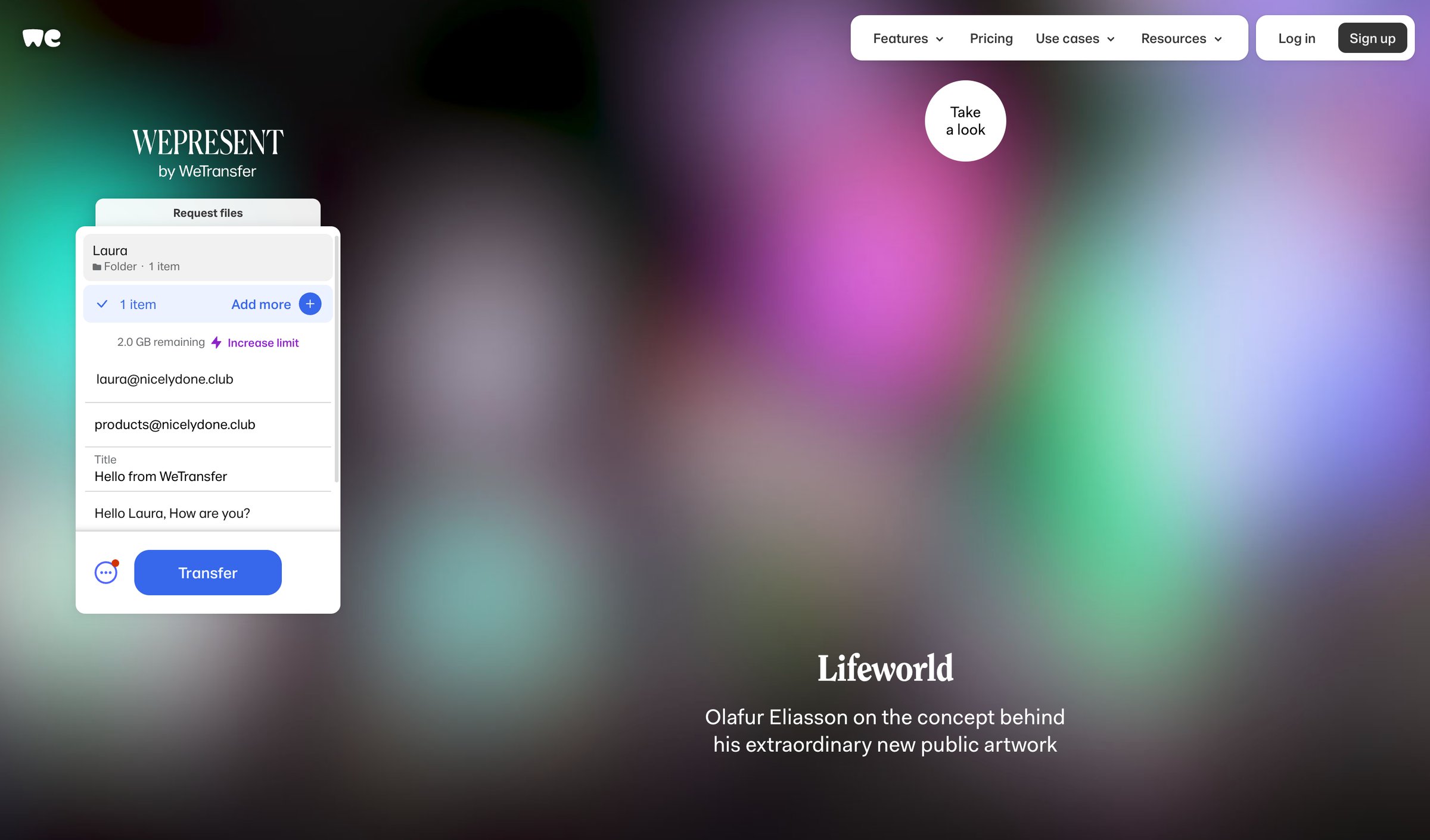WeTransfer - WeTransfer | Send Large Files Fast screen