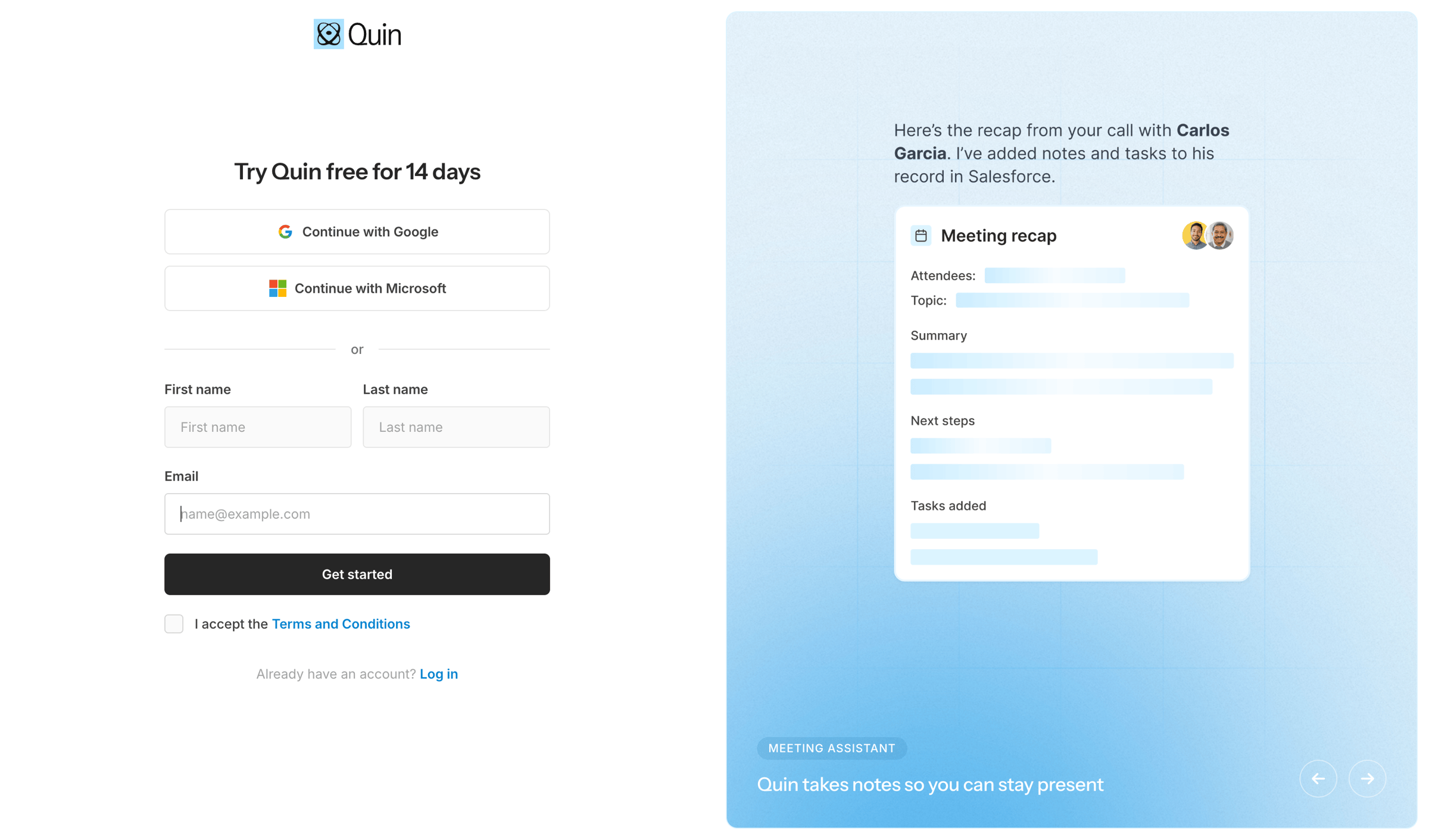 Quin - Try Quin free — Transform your notes into action | Quin screen