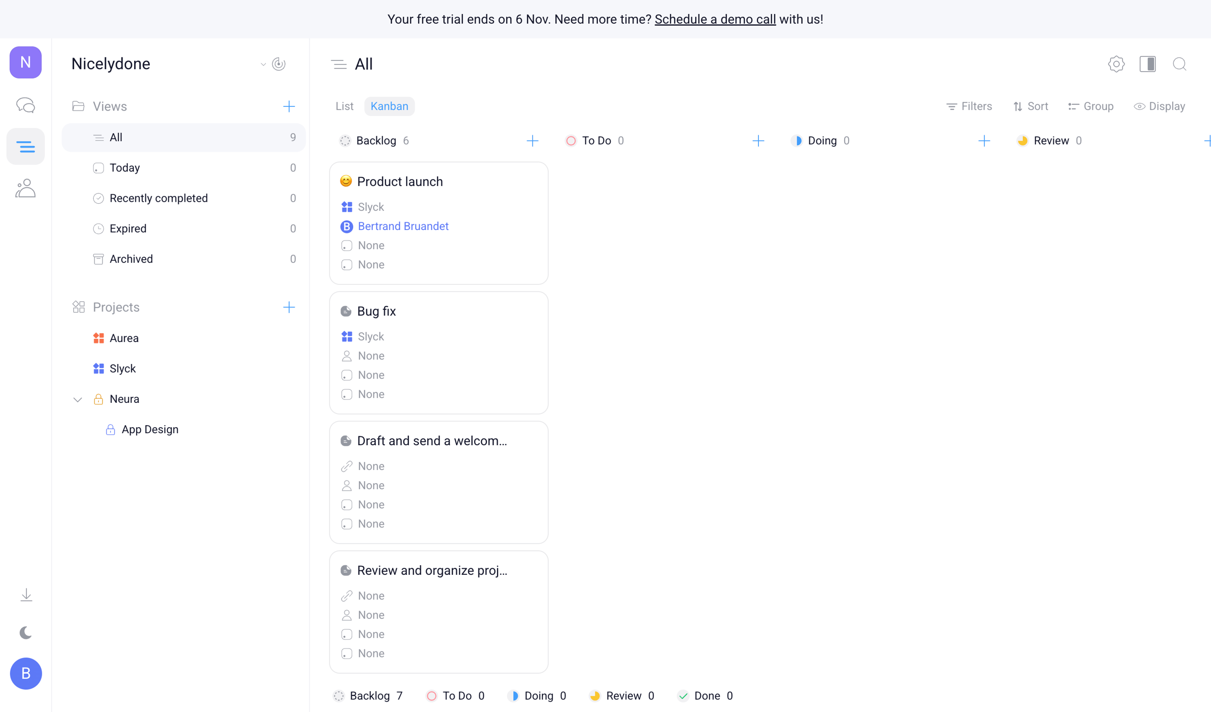 Orchestra - Nicelydone - Tasks screen