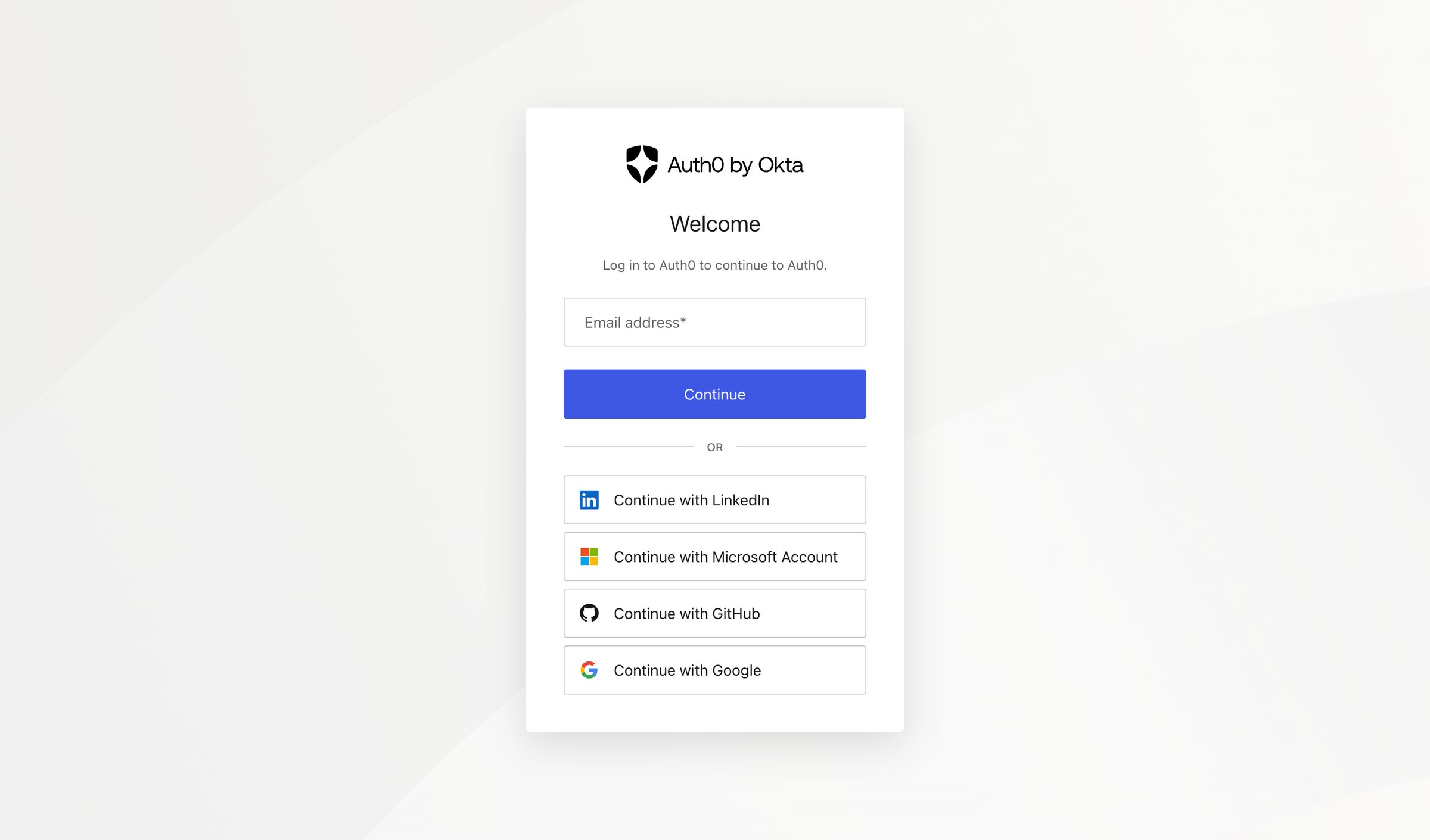 Auth0 - Log in | Auth0 screen
