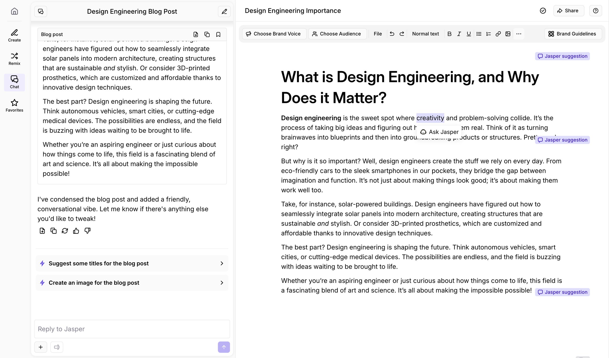Jasper - Design Engineering Importance - Jasper screen