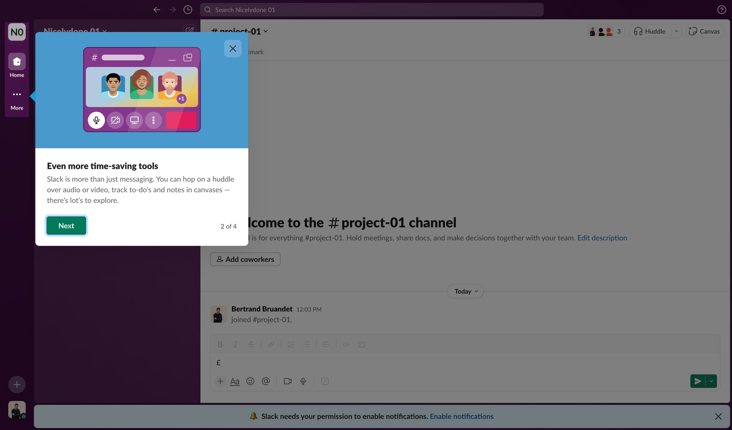 Slack - project-01 Channel - Nicelydone 01 - Slack screen