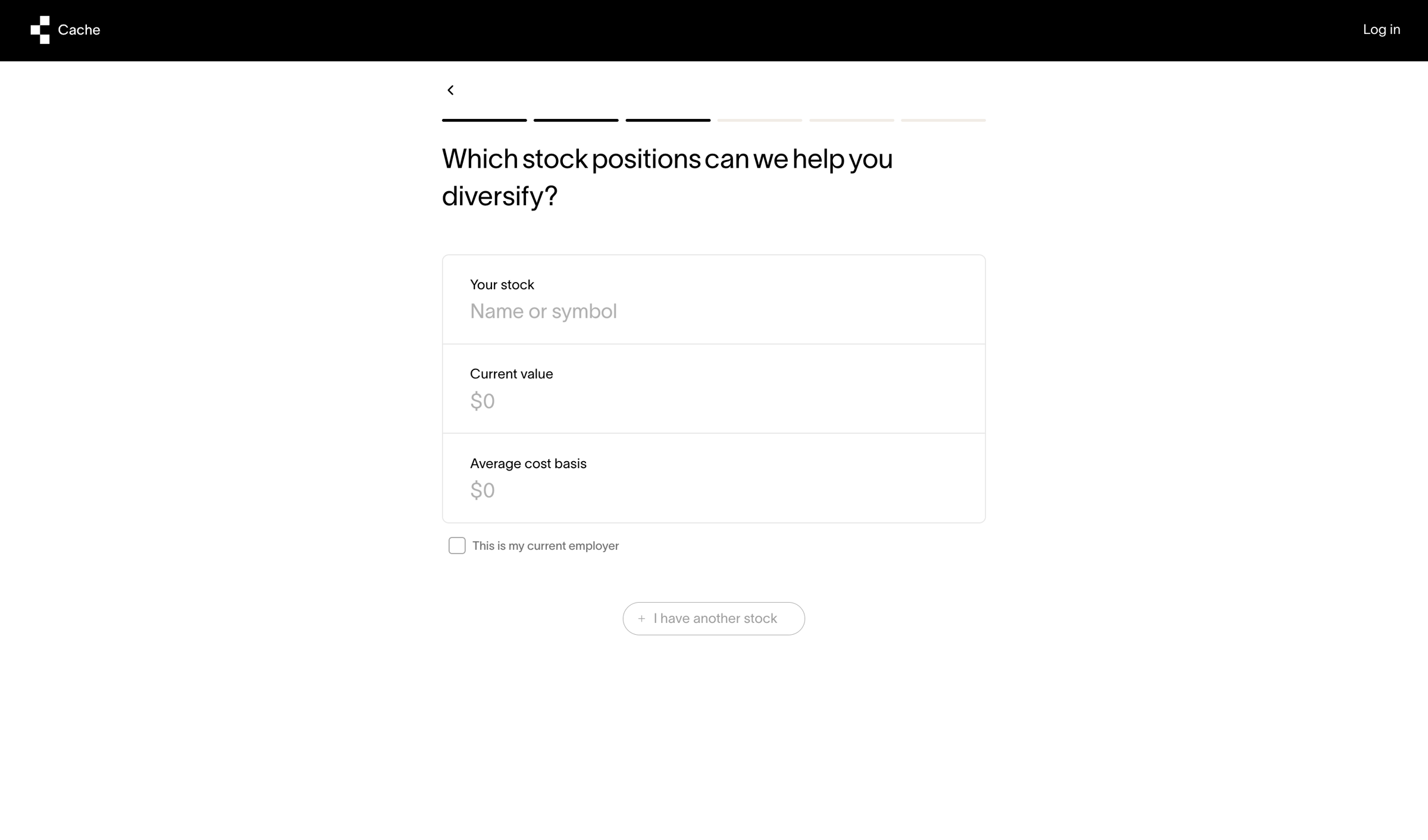 Cache - Cache – Get started screen