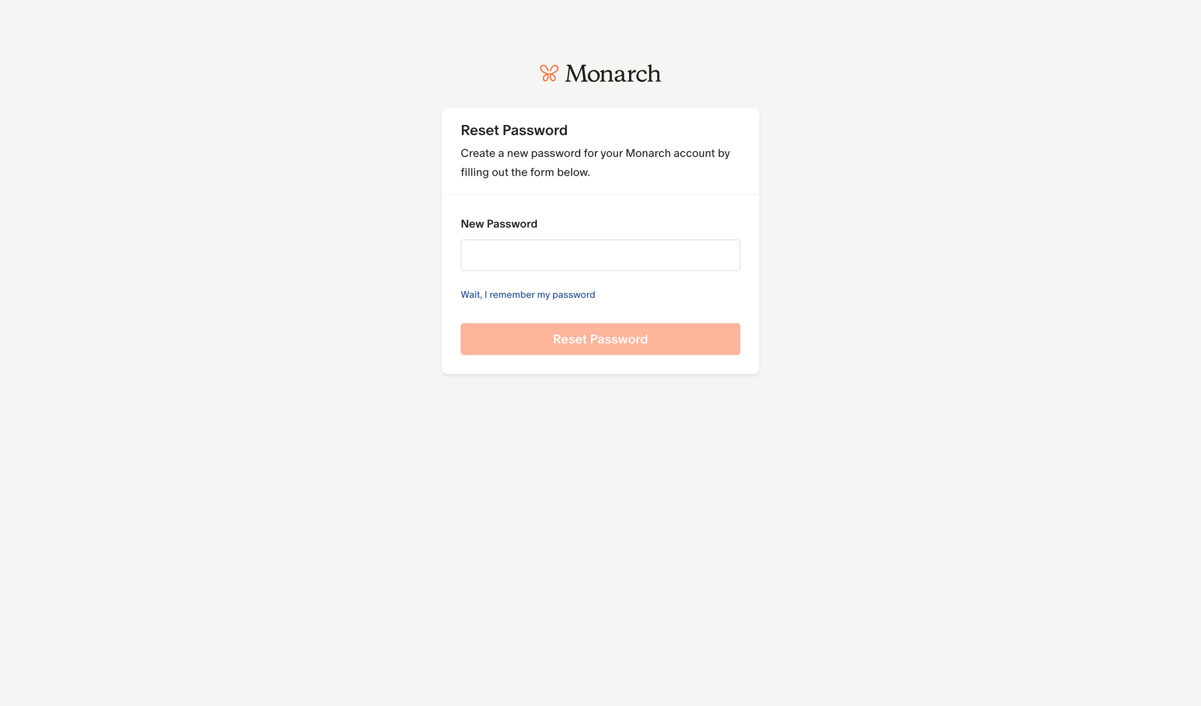 Monarch - Monarch | Reset Password screen