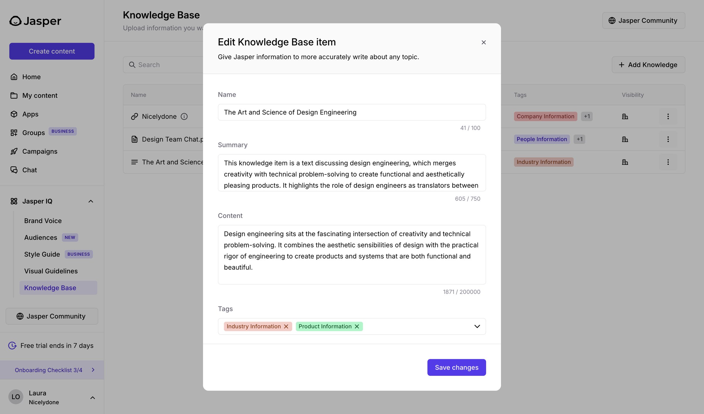 Jasper - Knowledge Base - Jasper screen
