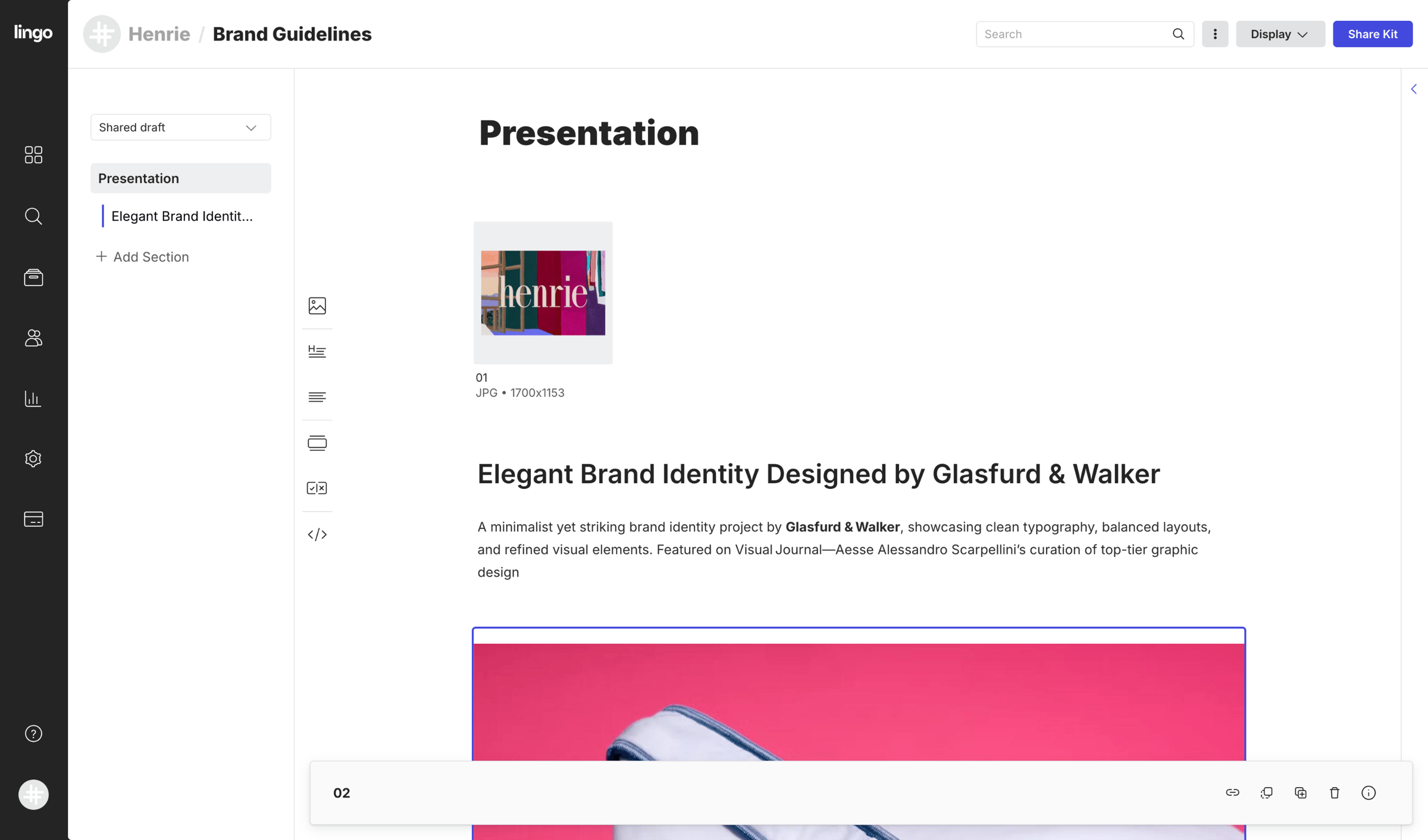 Lingo - Brand Guidelines: Presentation screen