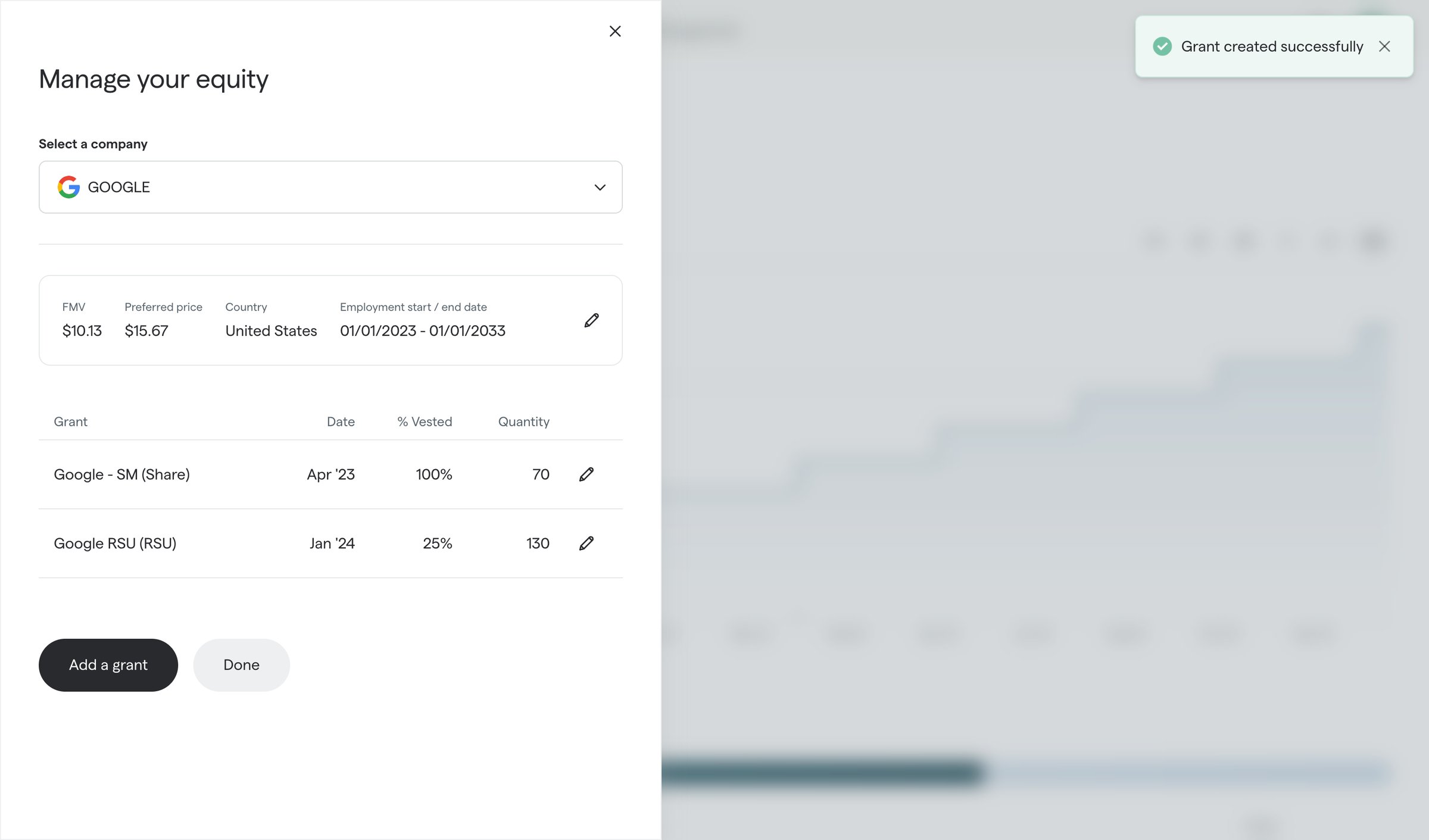 Secfi - Equity | Secfi screen