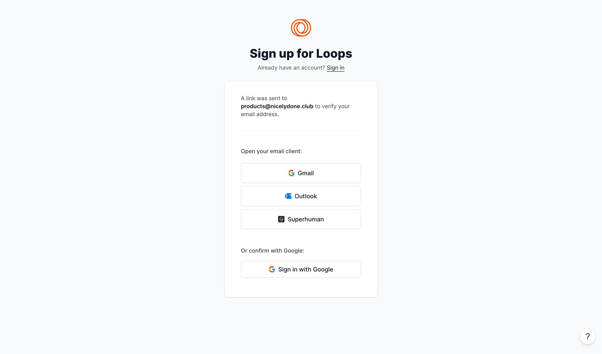 Loops screen