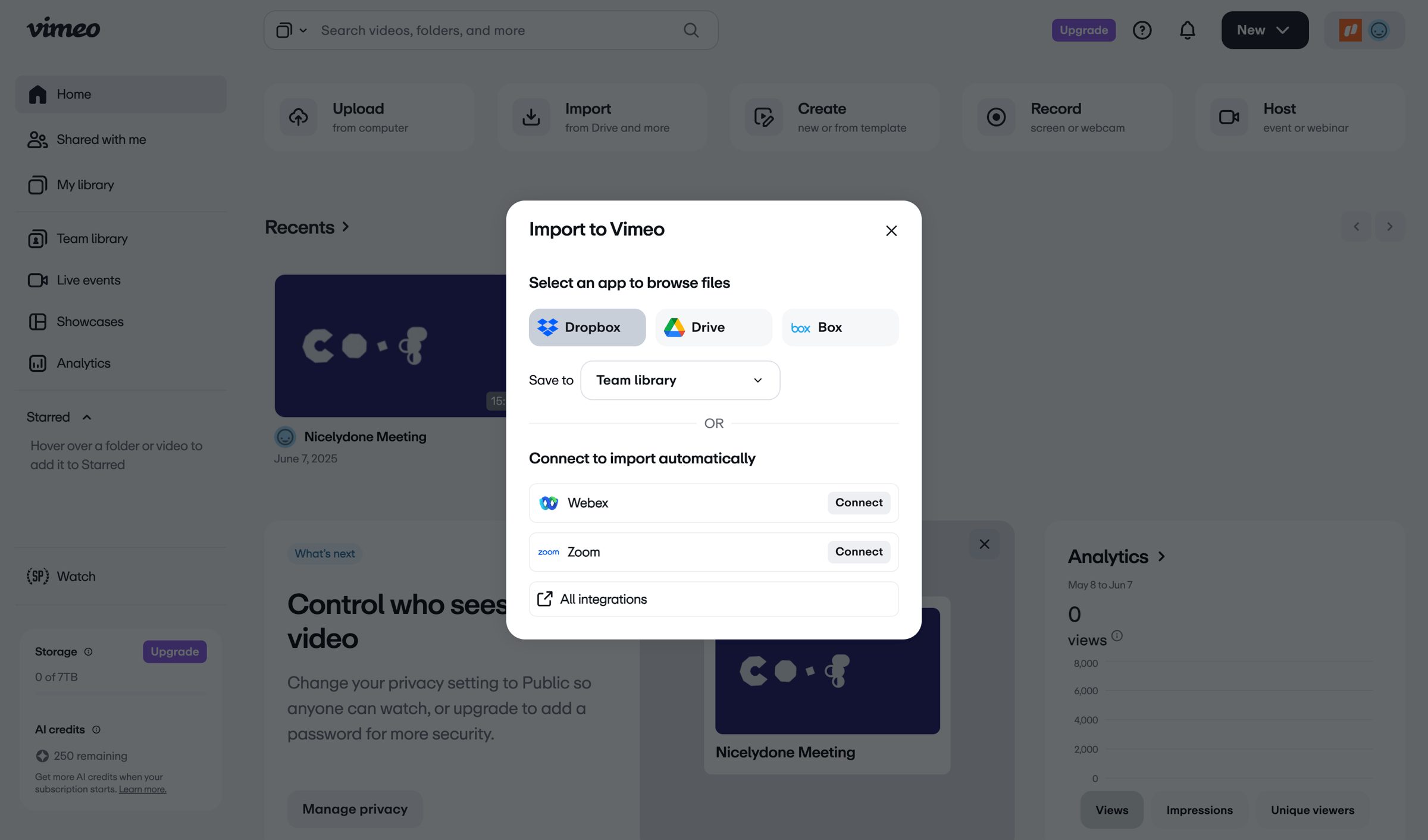 Vimeo screen