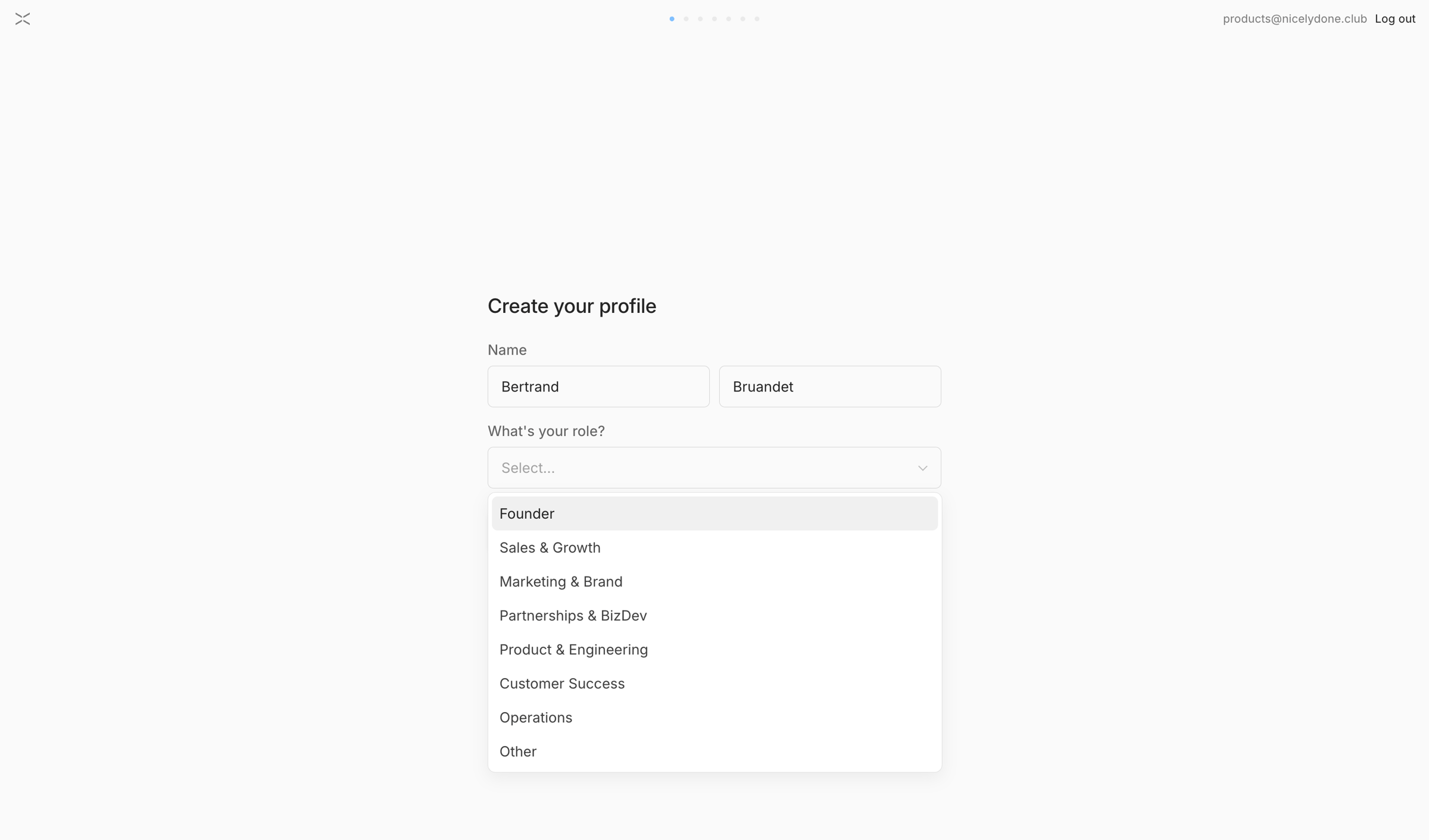 Lightfield - Lightfield - Create Profile screen