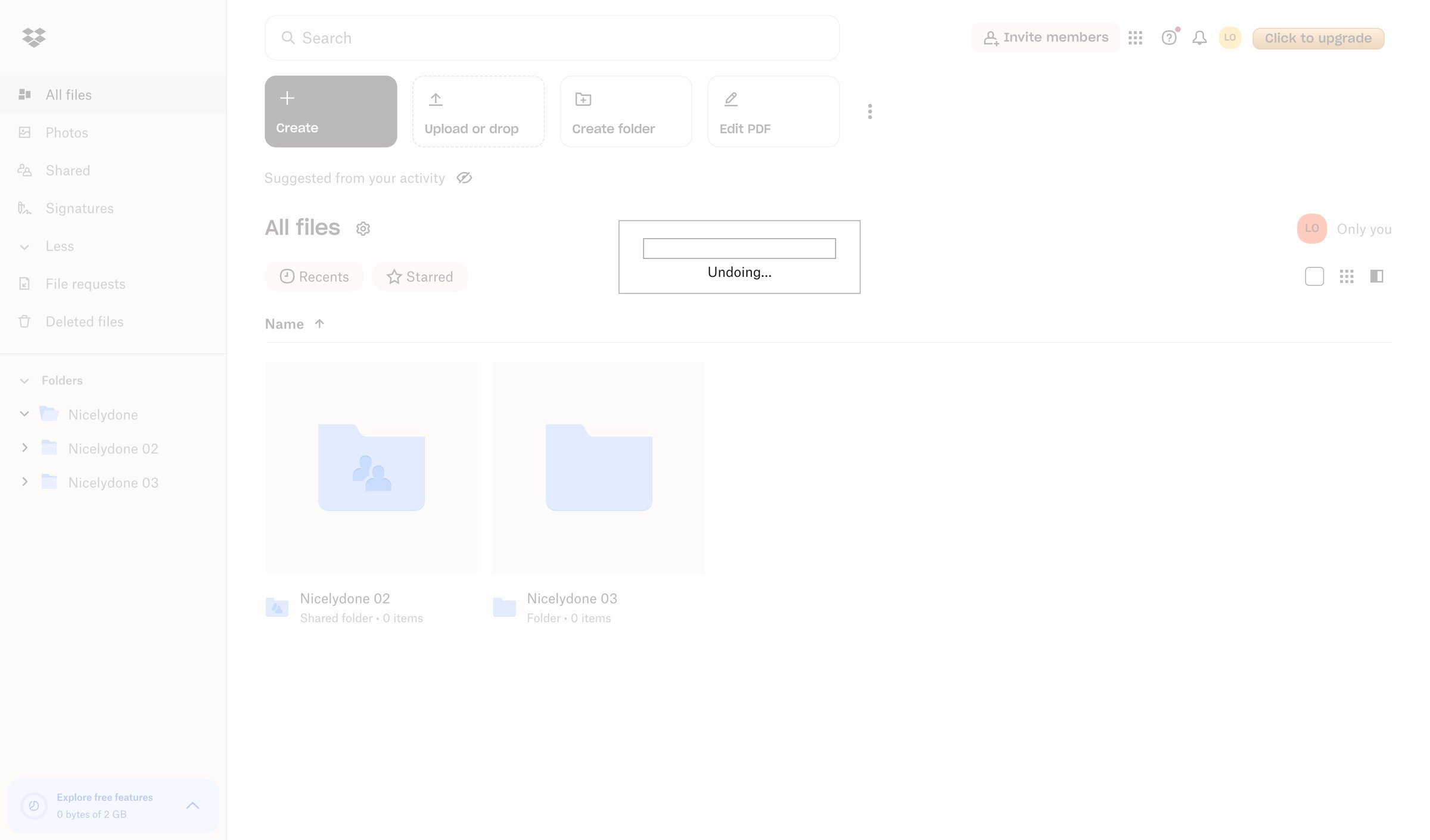 Dropbox - Files - Dropbox screen