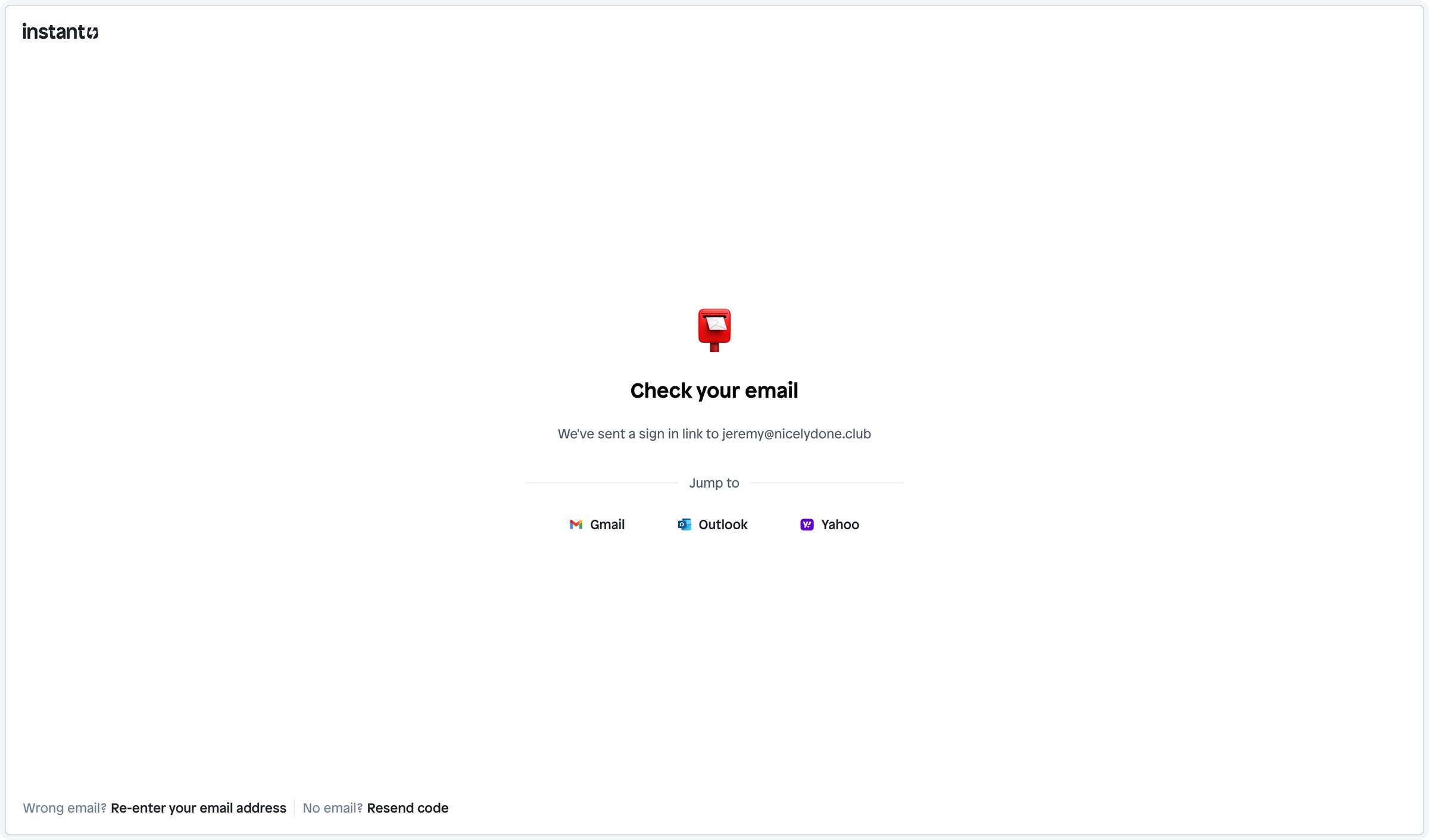 Instant - Verify email | Instant screen