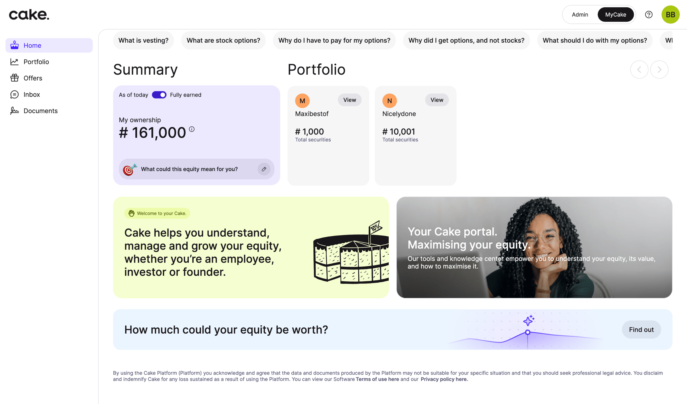 Cake - Cake Portfolio App screen