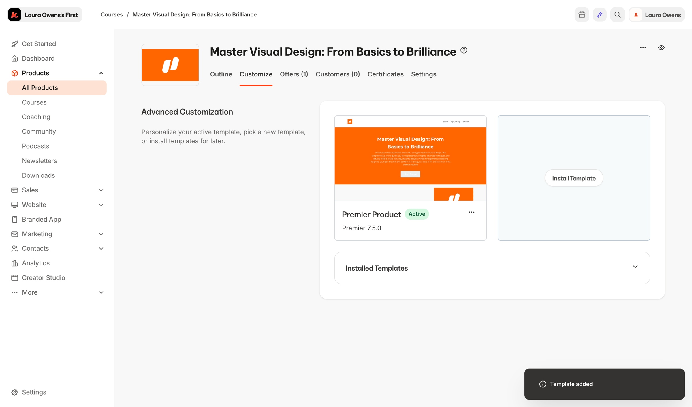 Kajabi - Kajabi - adminproducts2148861948themes screen