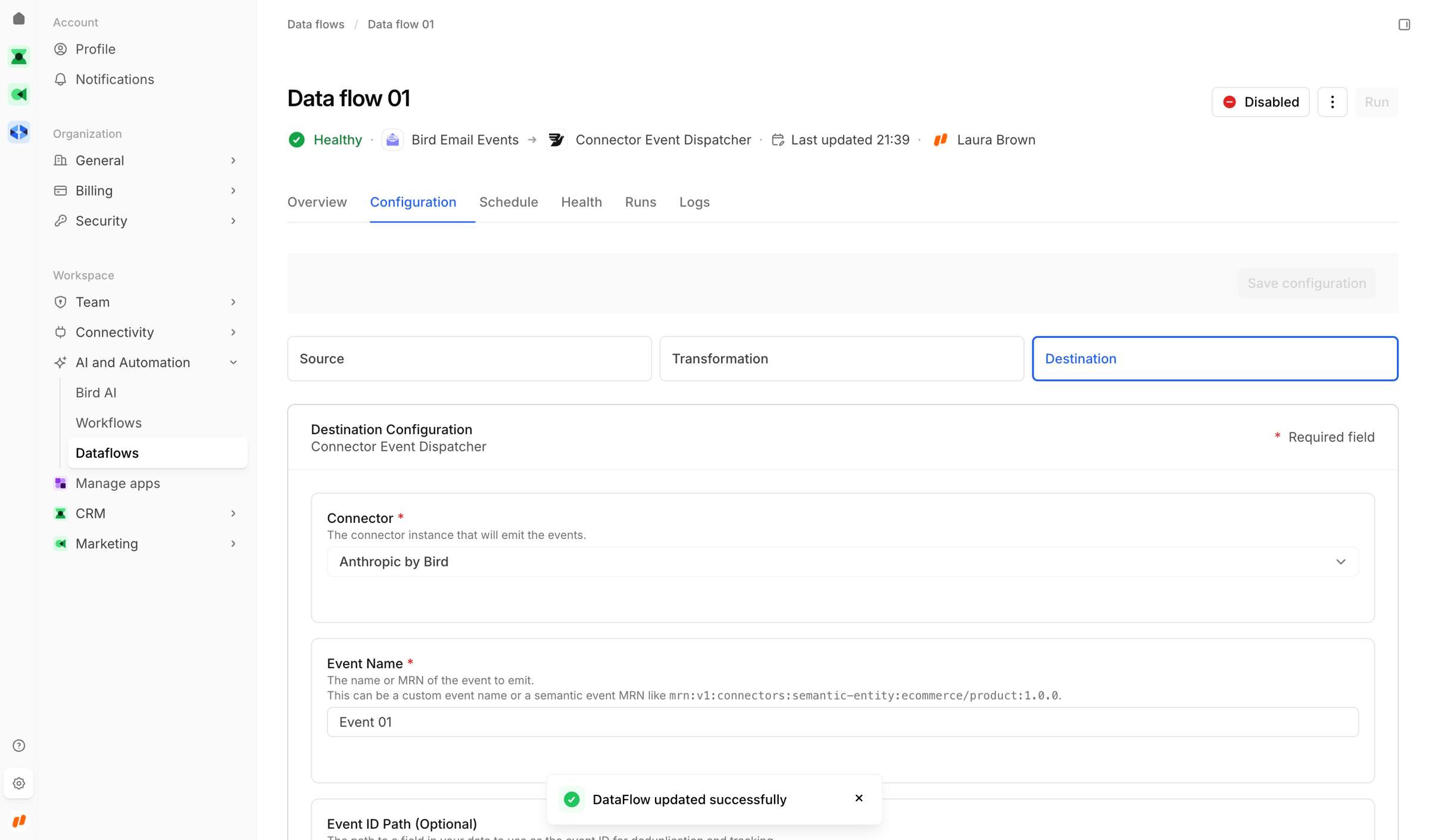 Bird - Data flow 01 | Data flows | Bird screen
