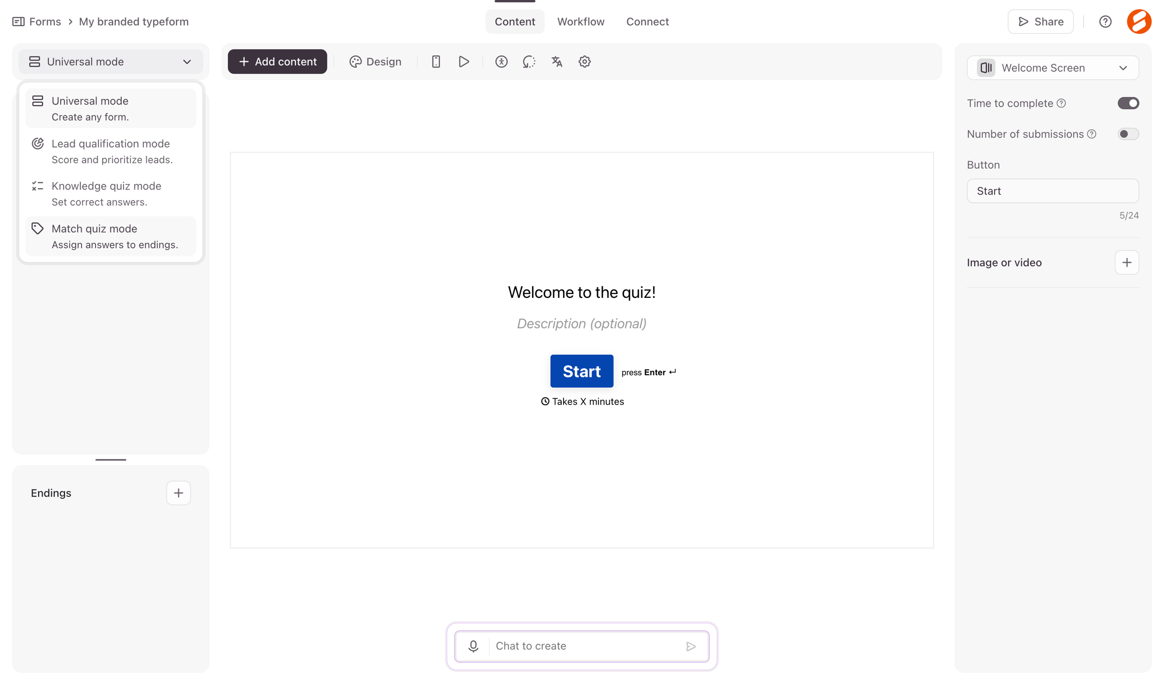 Typeform - Typeform - Create screen