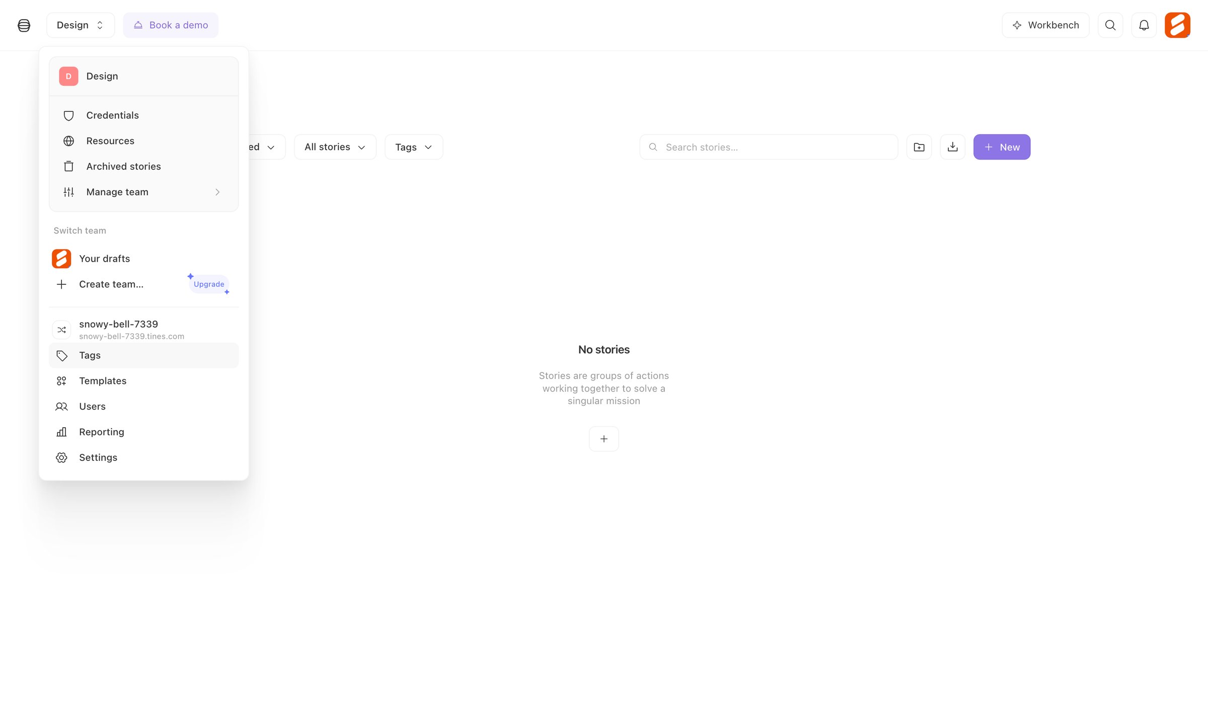 Tines - Stories - Tines screen