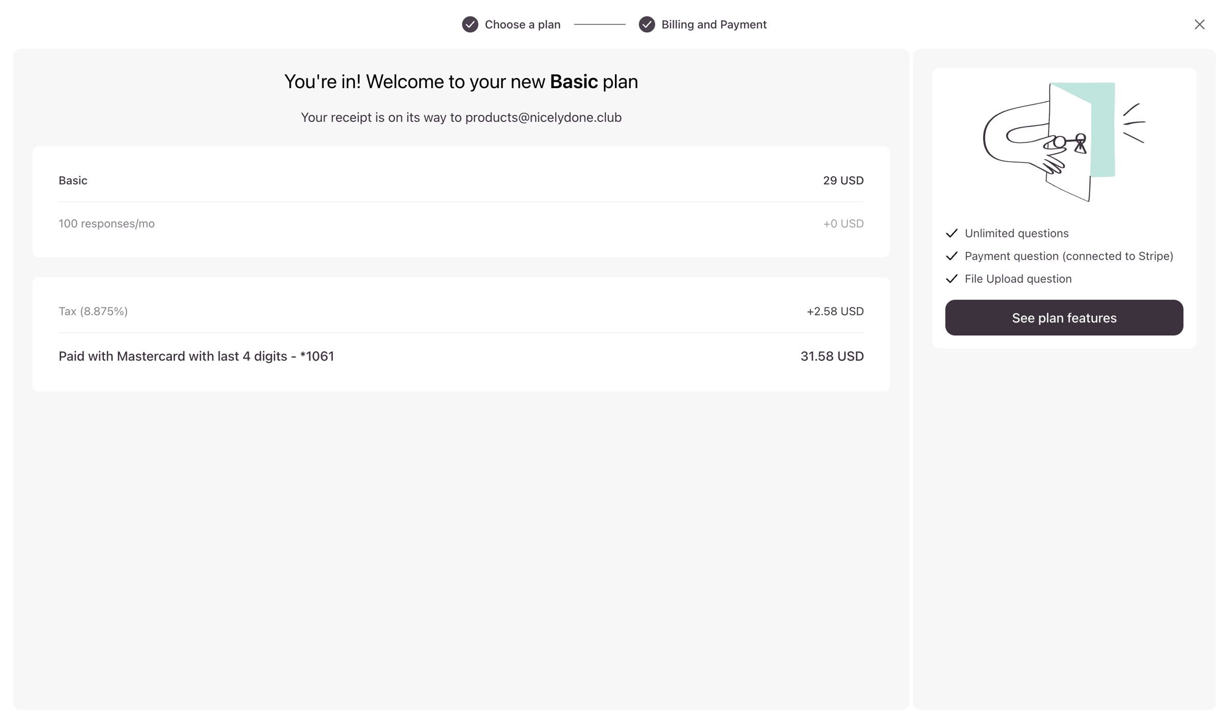 Typeform - Typeform - Checkout screen