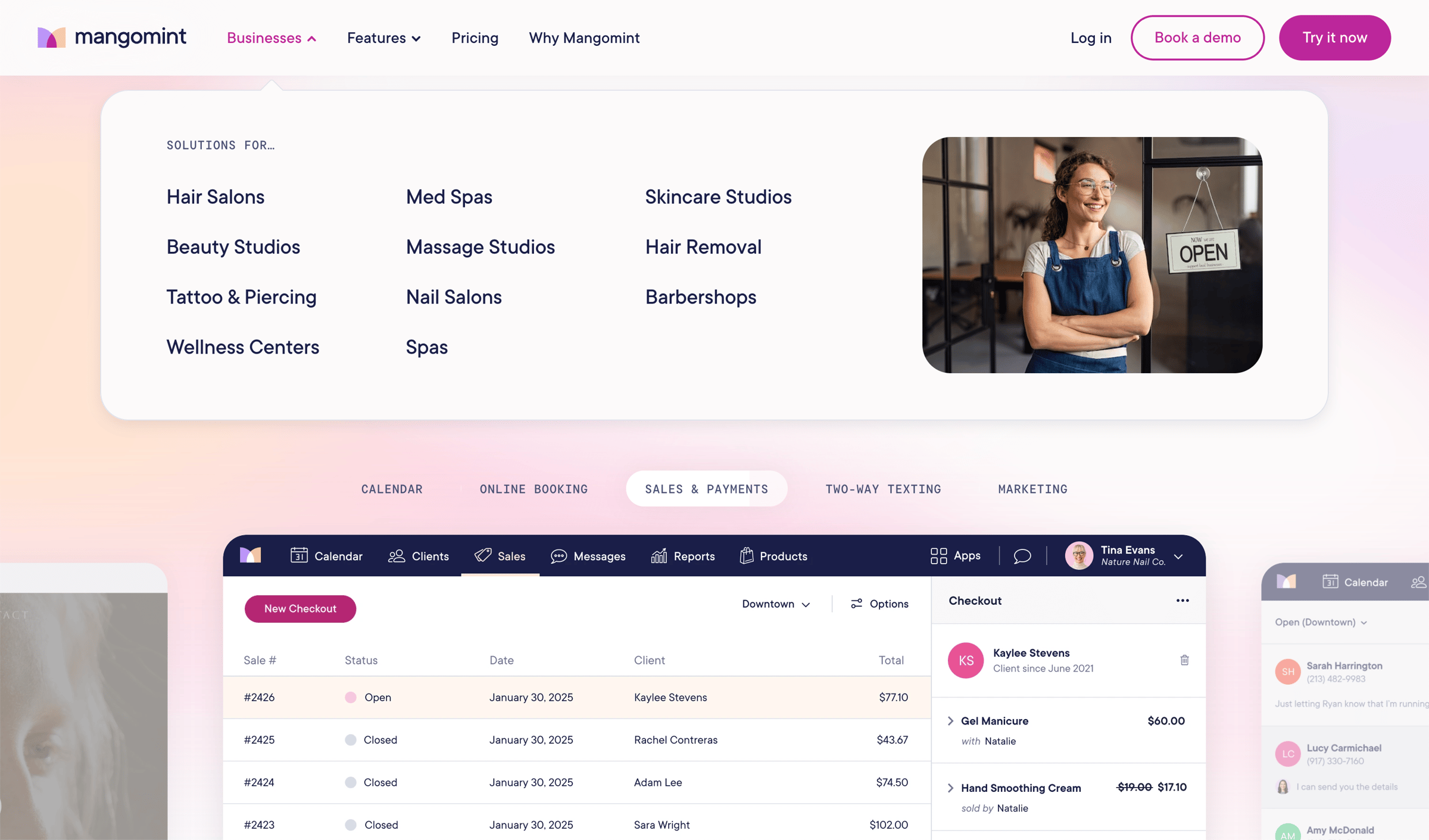 Mangomint - Mangomint | Salon Spa Software Booking Management screen