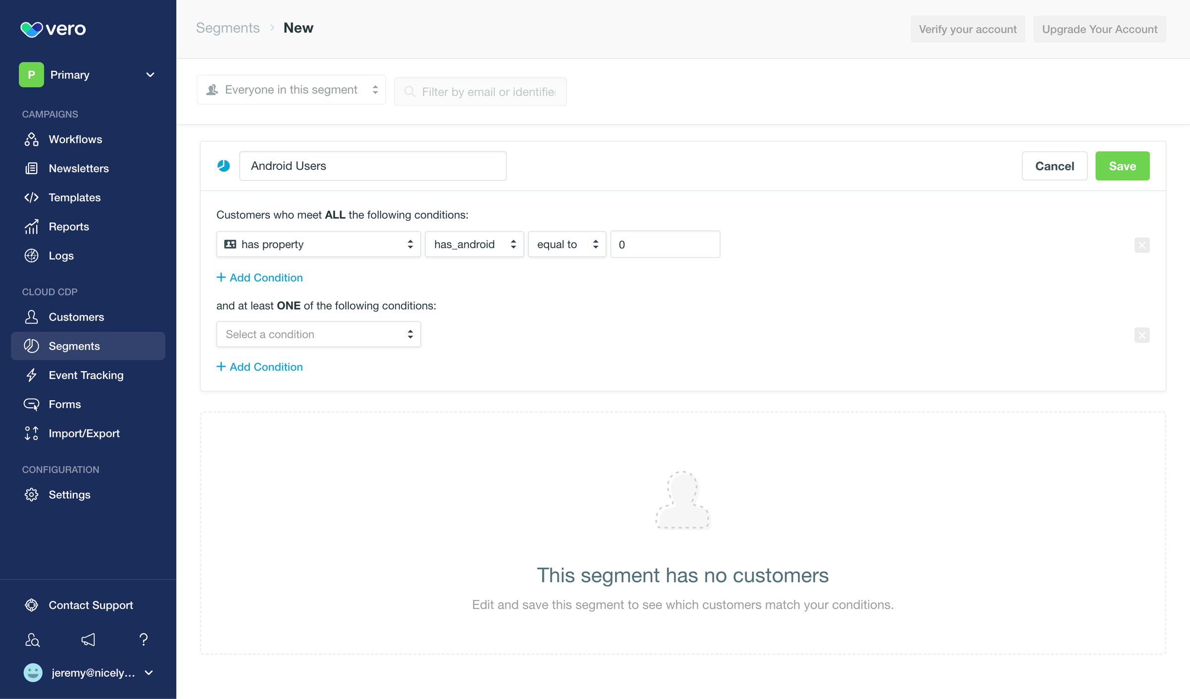 Vero - Segments | Vero screen
