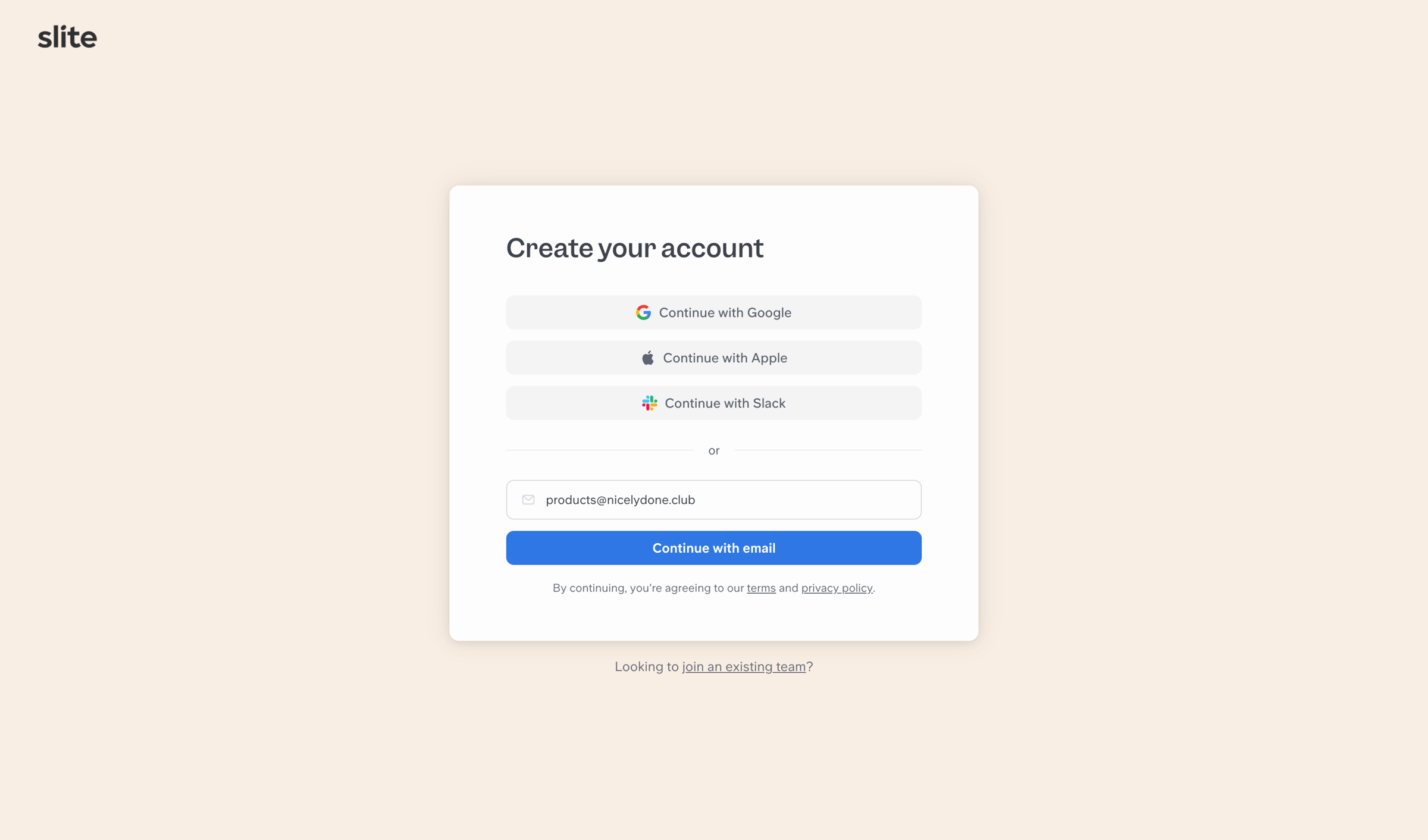 Slite - Get started | Slite screen