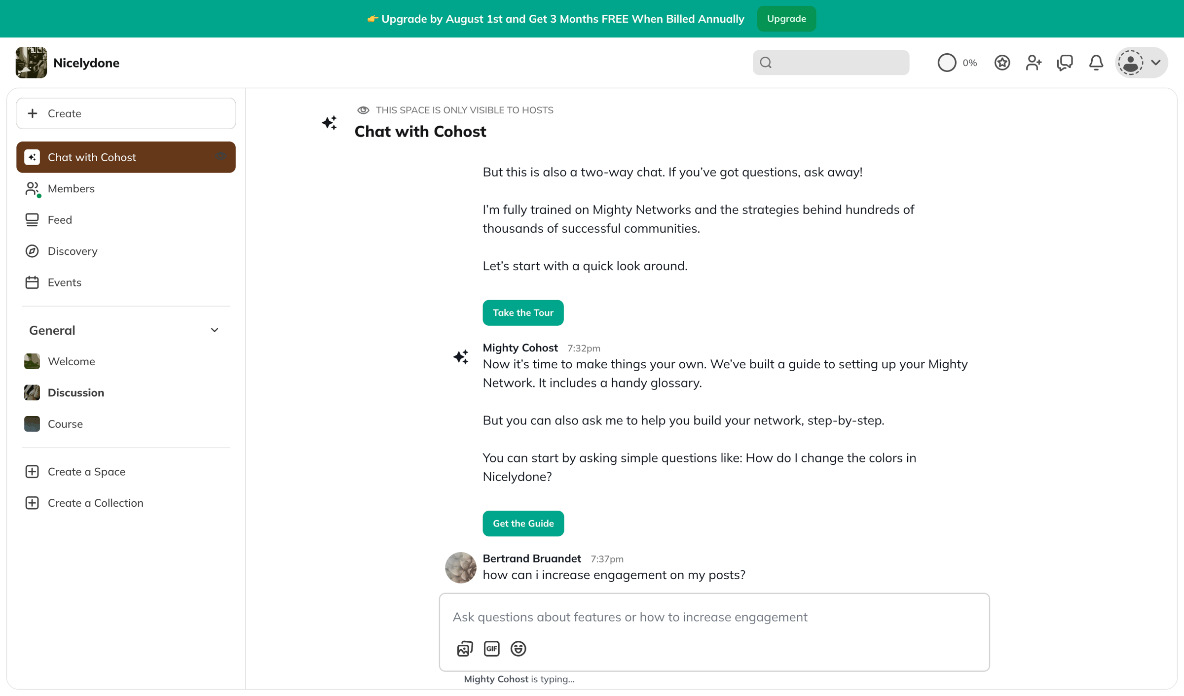 Mighty - Chat with Cohost screen