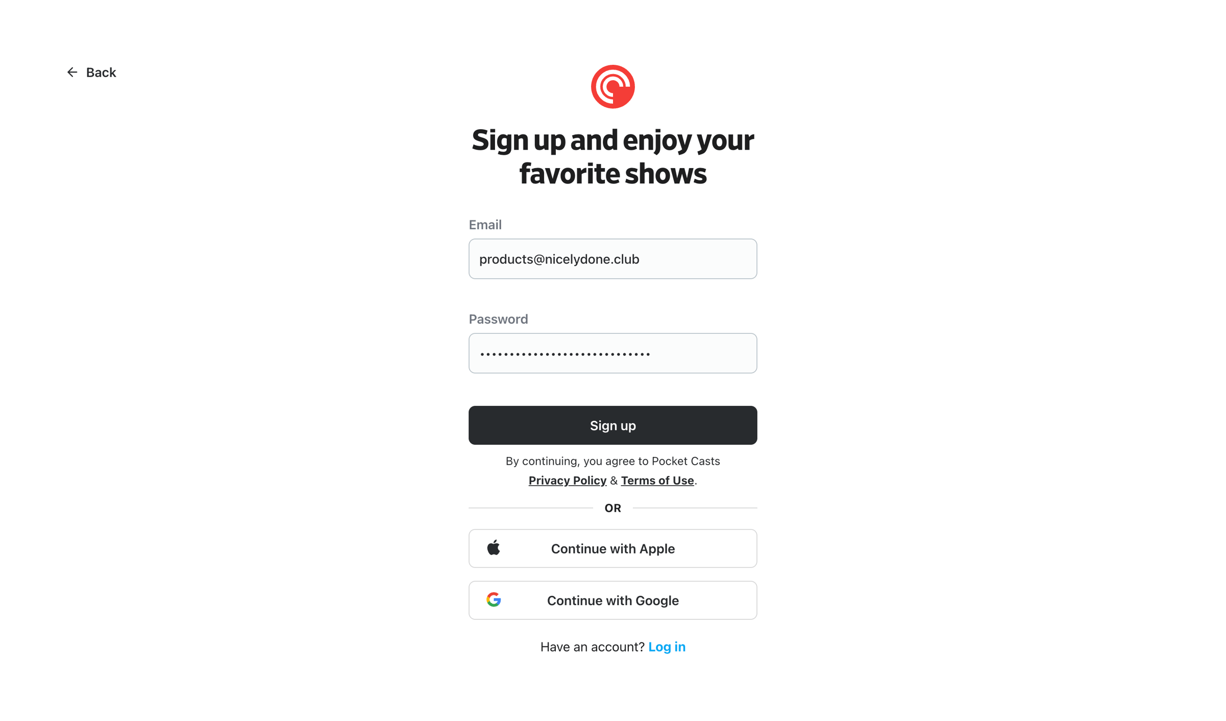 Log in - Pocket Casts from Pocket Casts