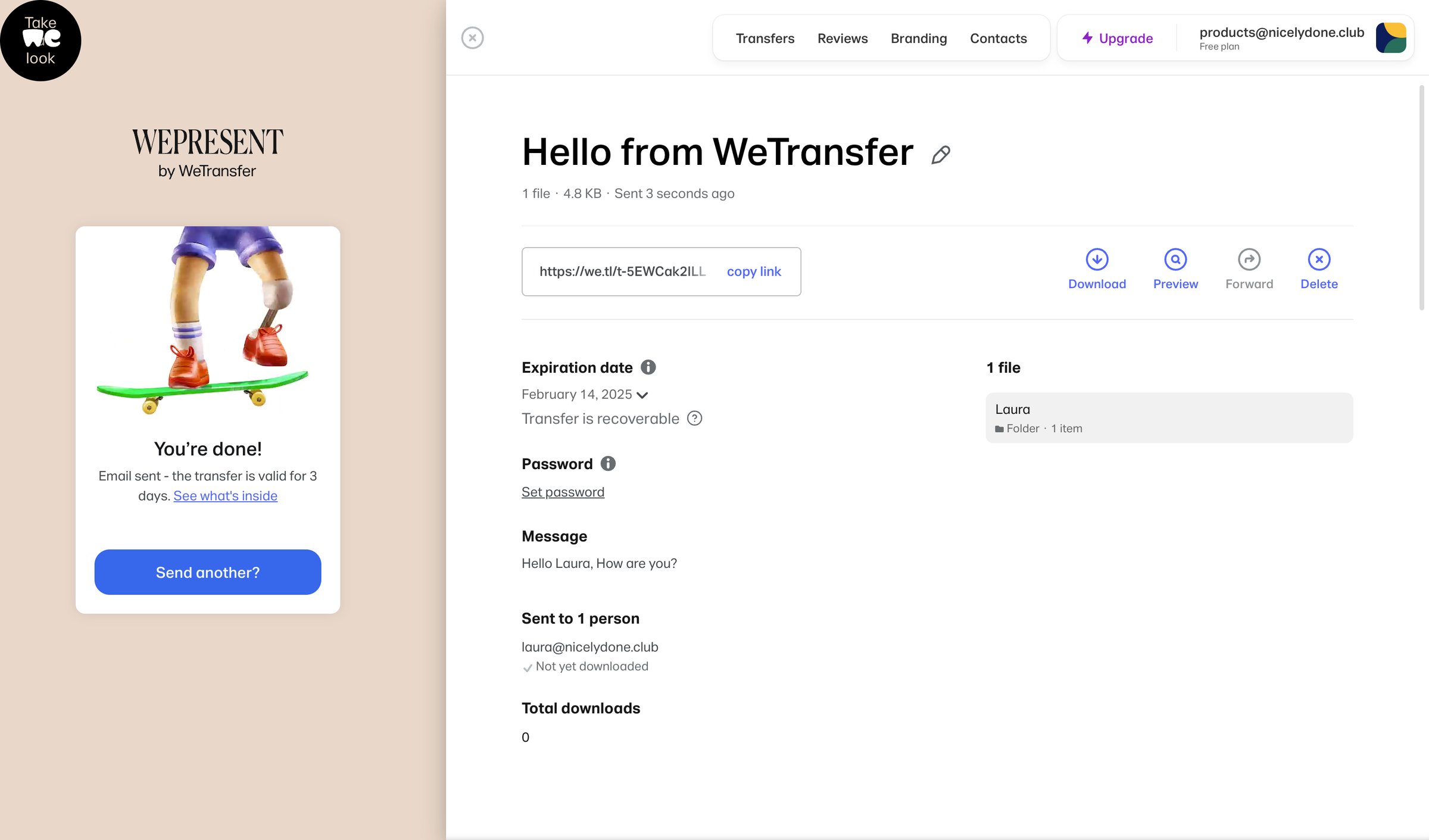 WeTransfer - WeTransfer | Send Large Files Fast screen